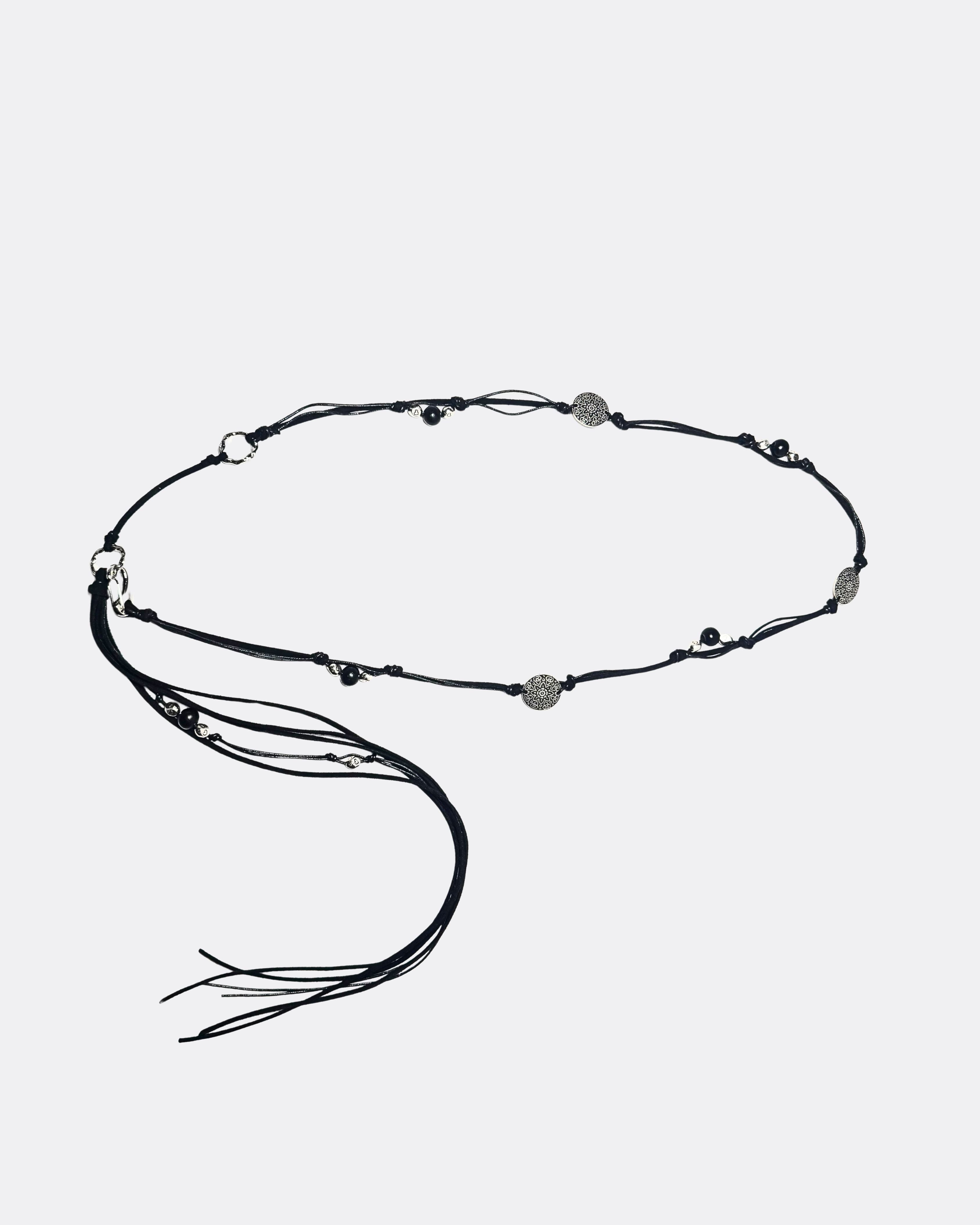 Suede Cord Waist Decoration Chain Vintage Button Charm