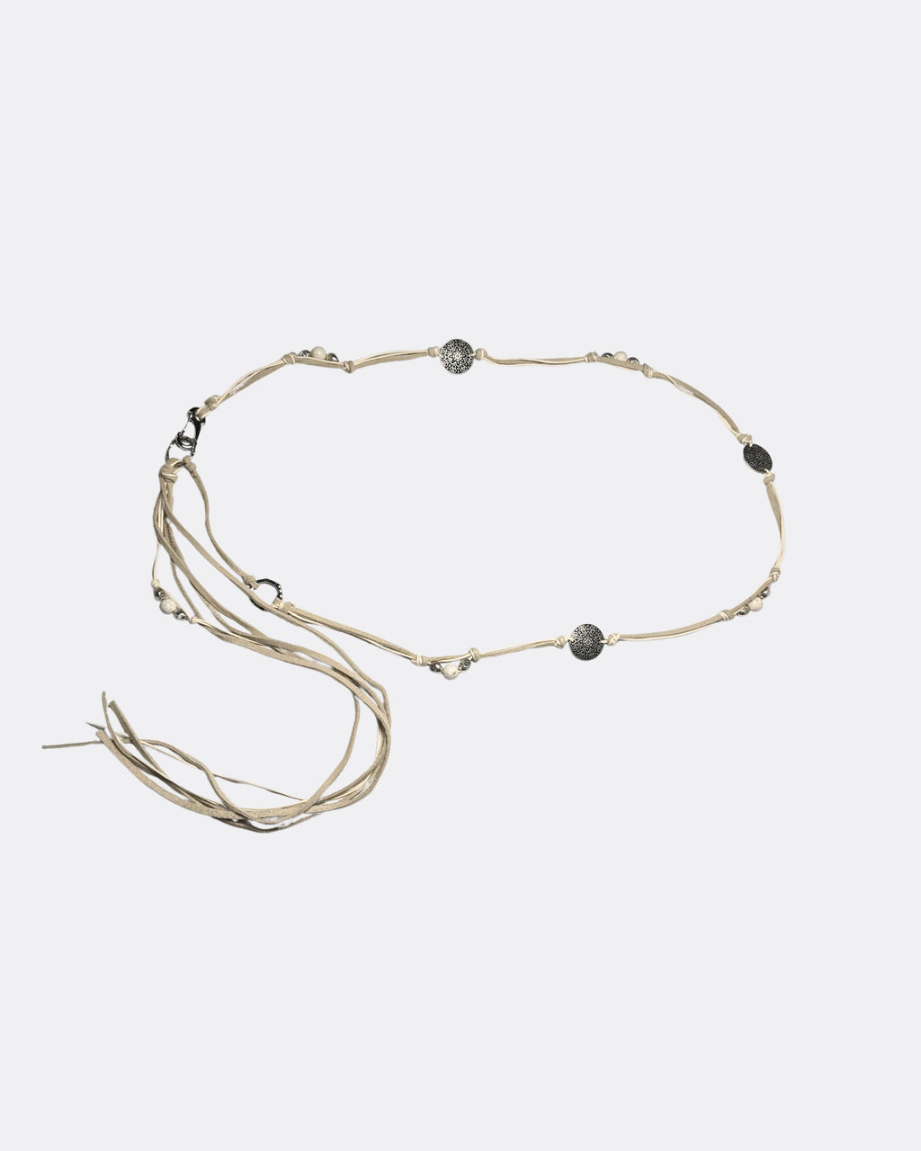 Suede Cord Waist Decoration Chain Vintage Button Charm
