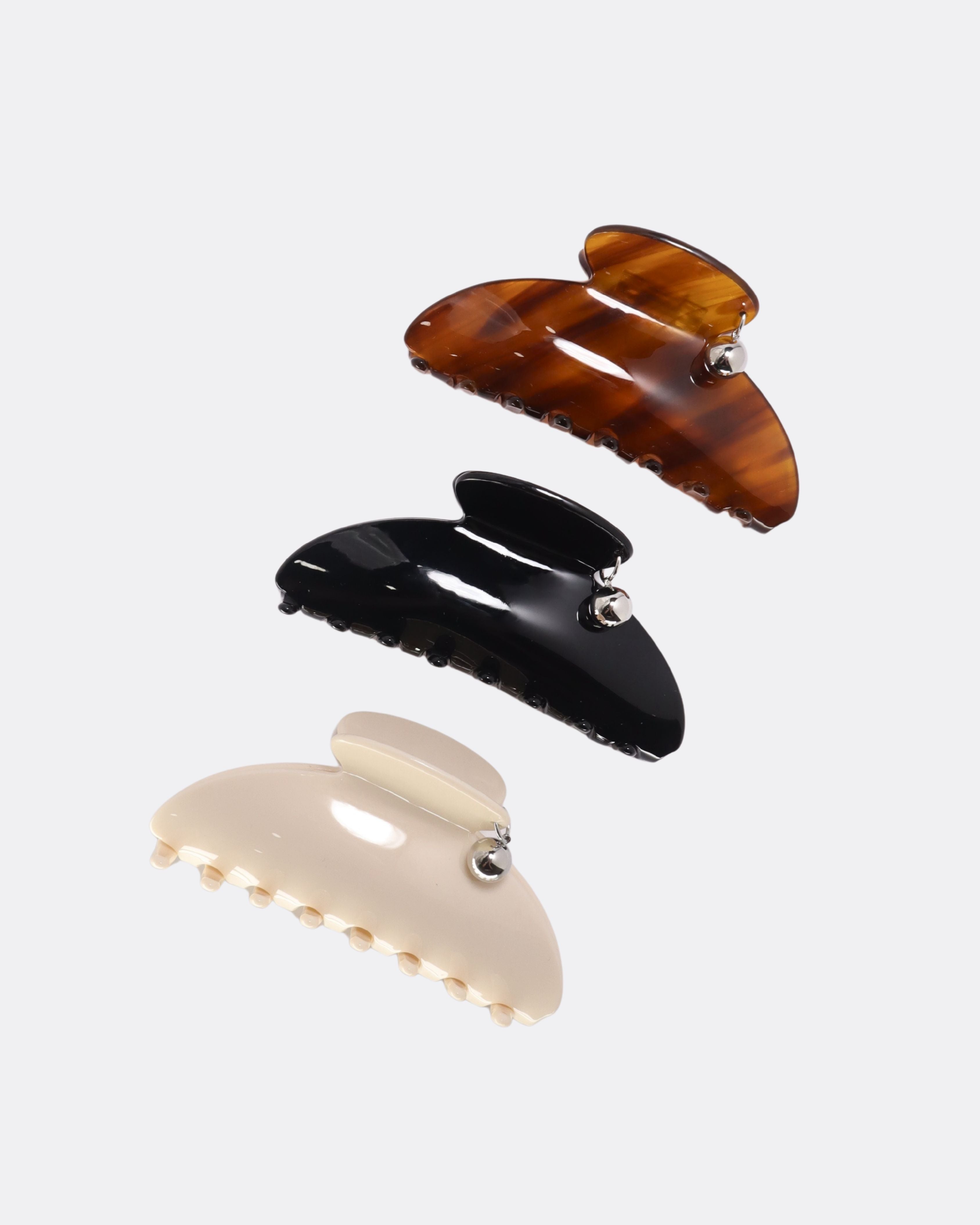 Glossy Curve Drop Charm Hair Claw Clip