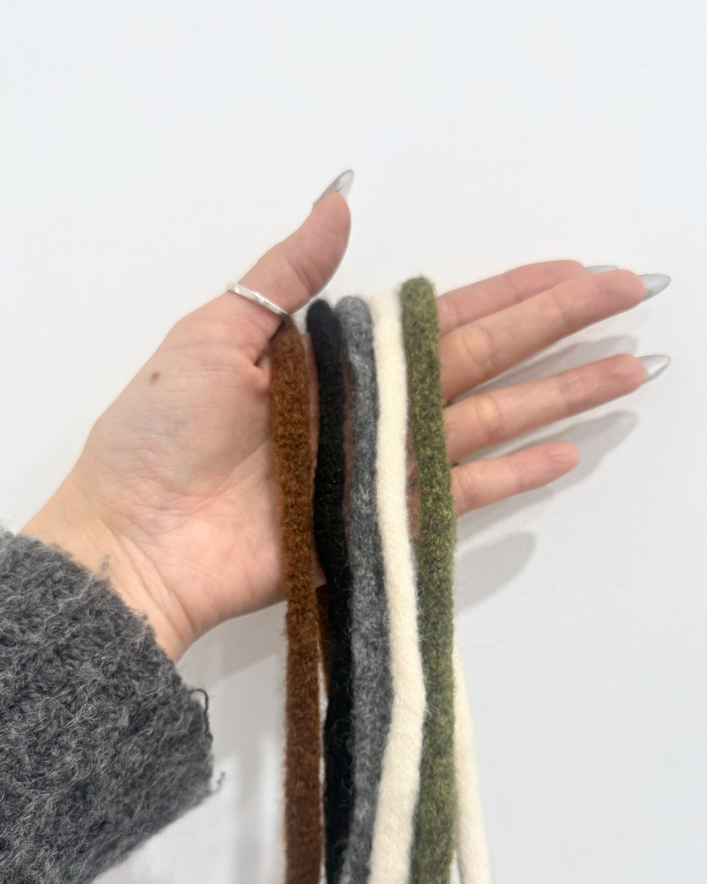 Airy Knit Fabric Long String Scarf