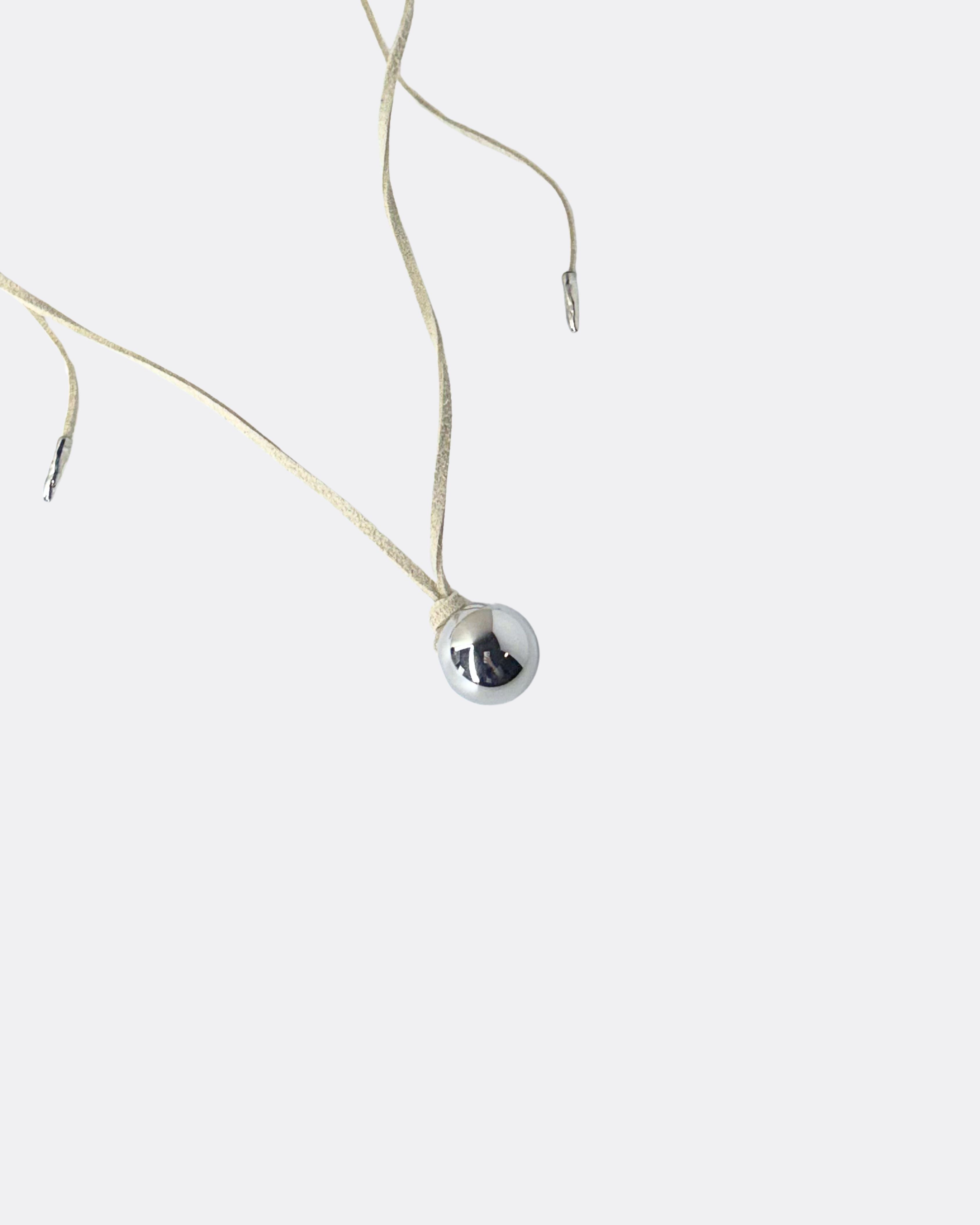Minimal Sphere Pendant Long Suede Tie Necklace