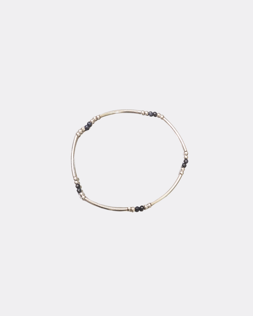 Minimal Silver Tube Beaded Stretch Layering Bracelet