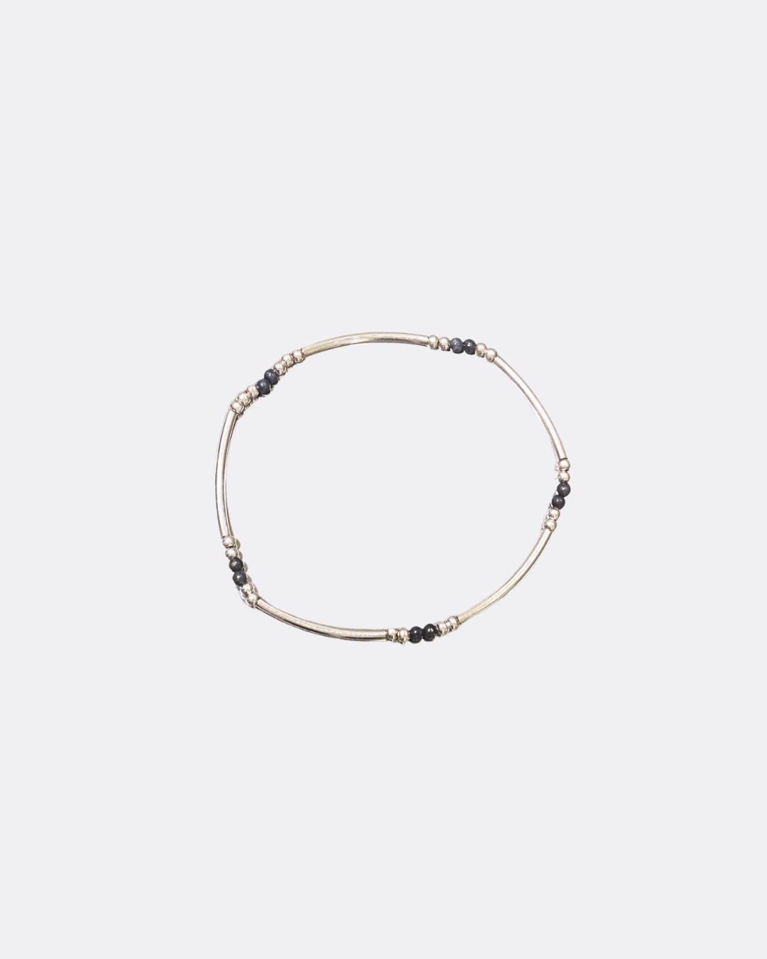 Minimal Silver Tube Beaded Stretch Layering Bracelet