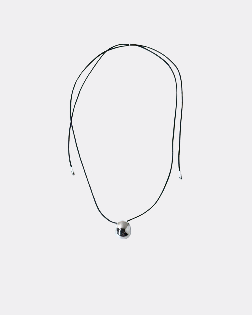 Adjustable Cord Silver Ball Pendant Minimal Modern Everyday Necklace