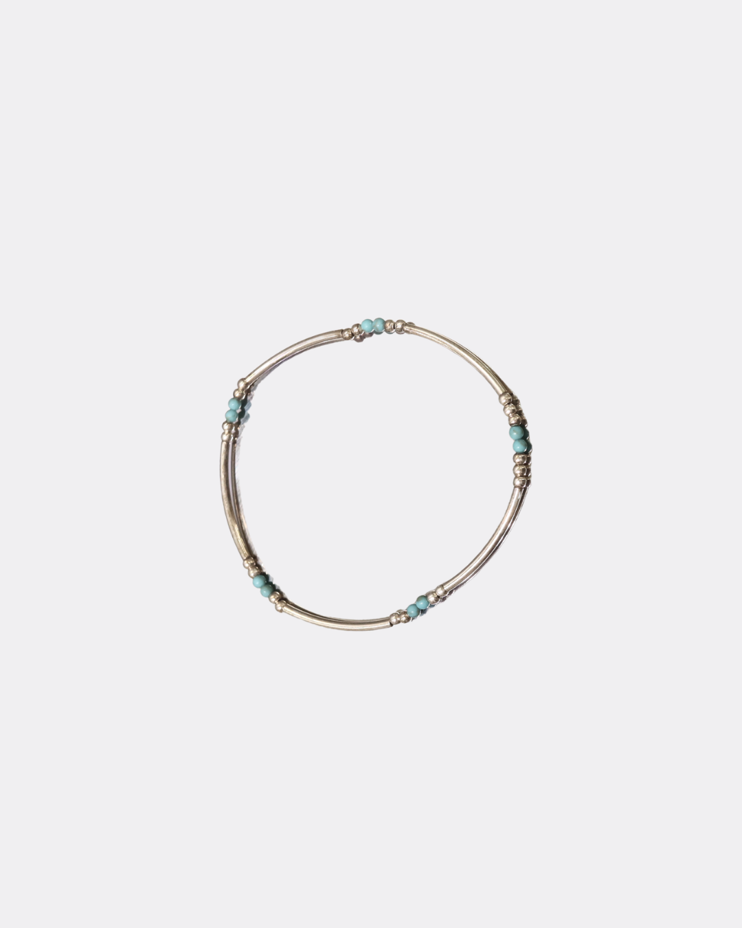 Minimal Silver Tube Beaded Stretch Layering Bracelet