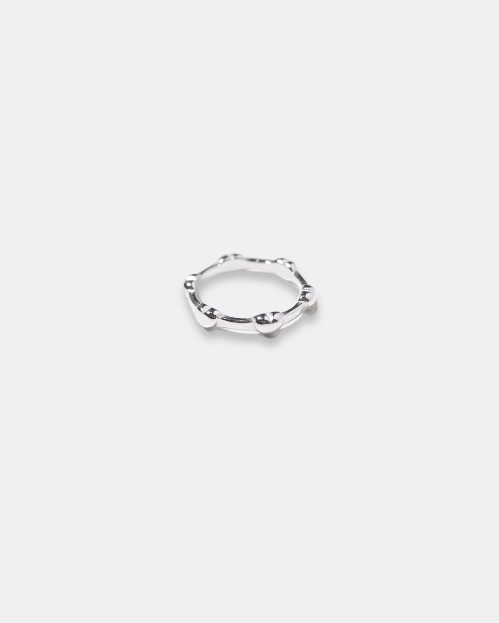 Silver Heart Dot Minimal Statement Ring