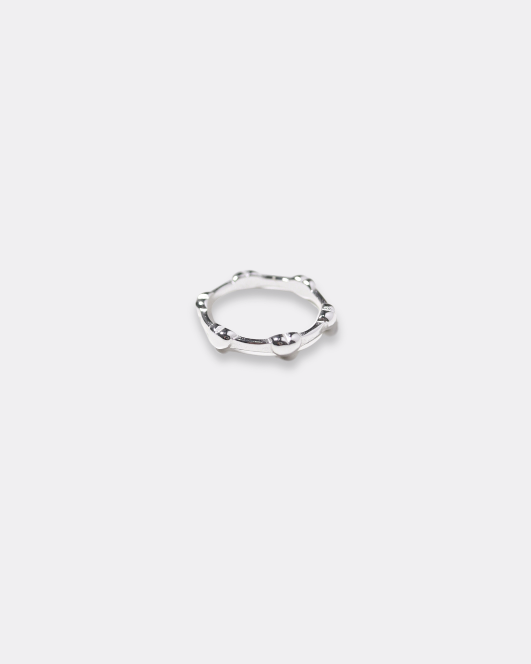 Silver Heart Dot Minimal Statement Ring