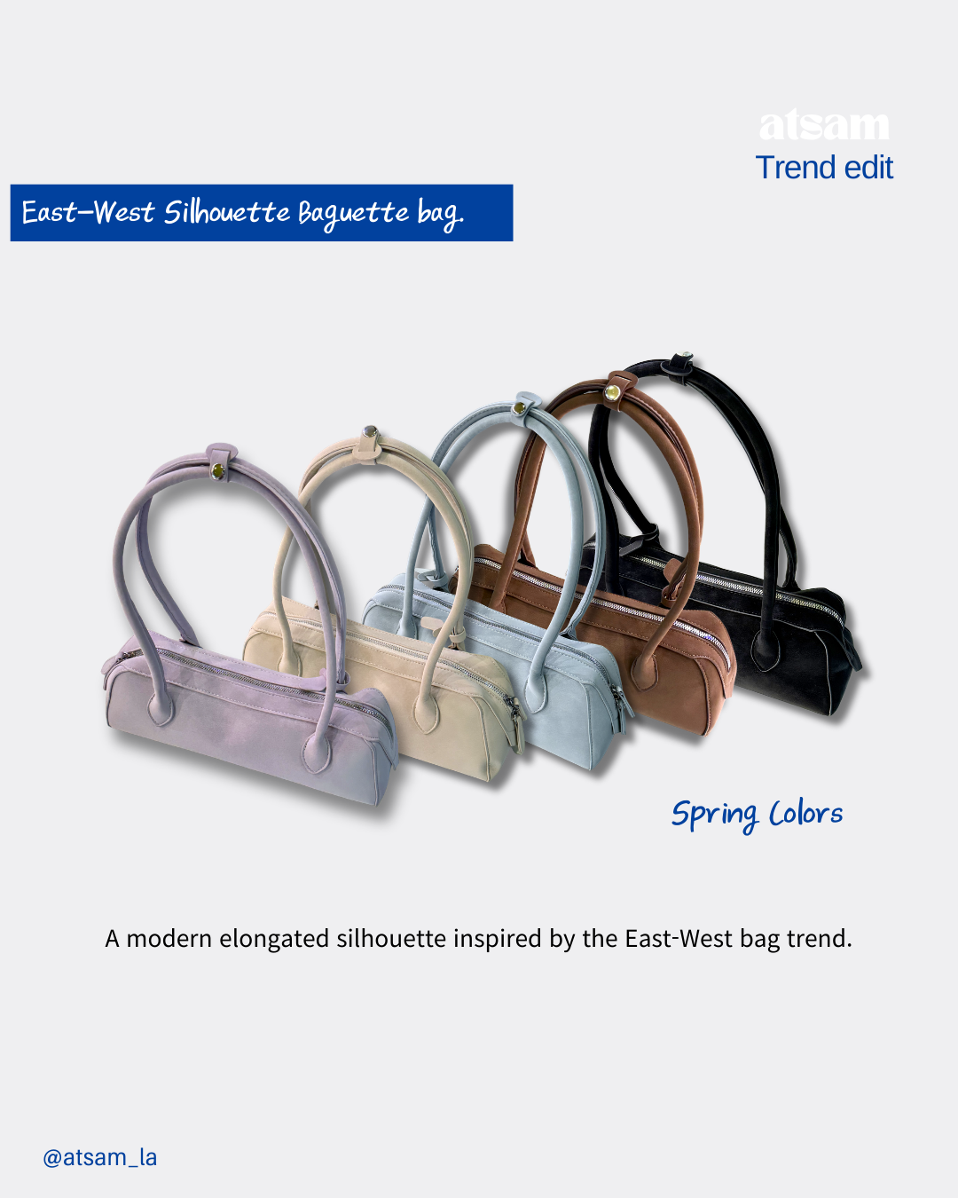 Slim East West Baguette Long Handle Shoulder Bag