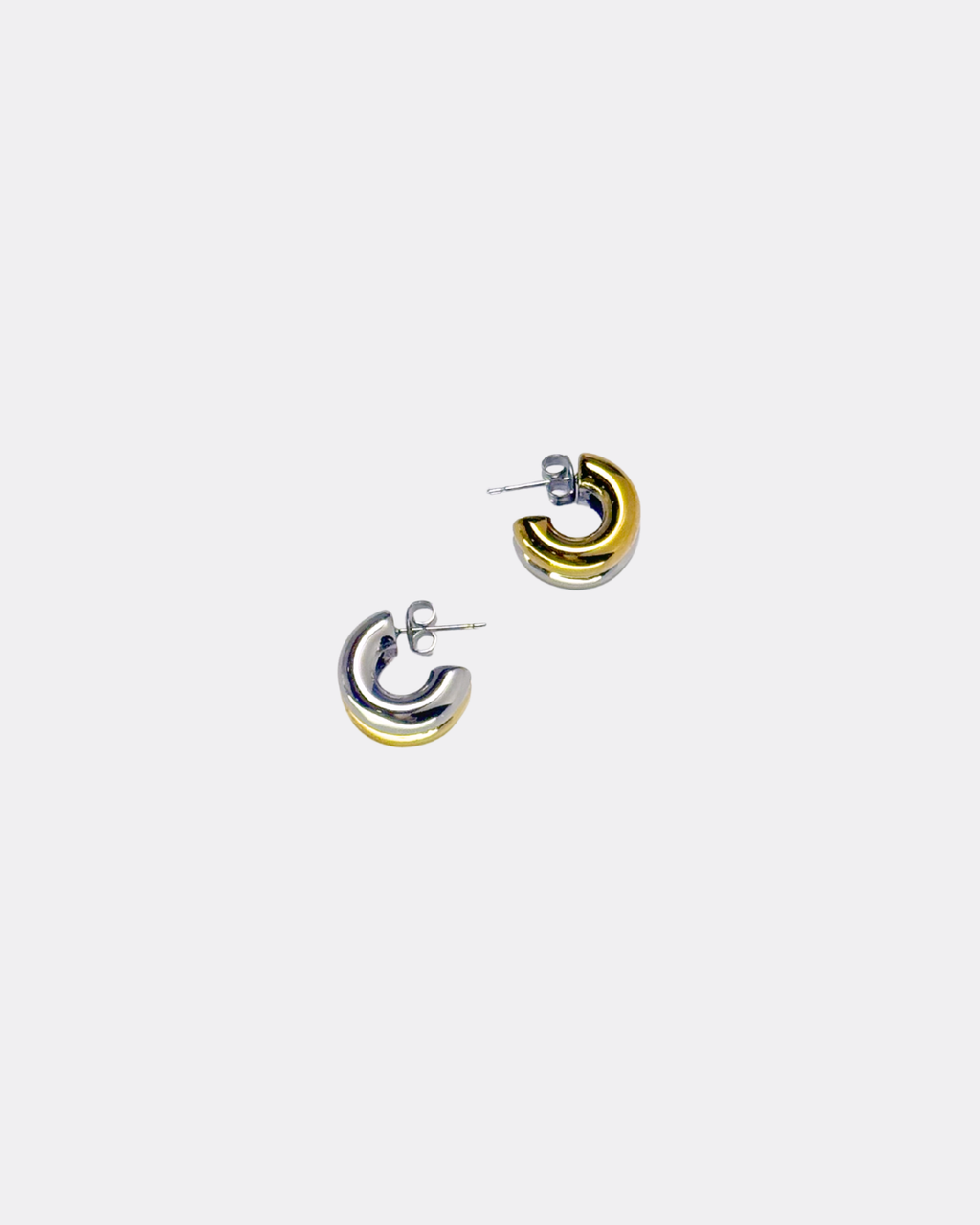 Two tone chunky mini hoop earrings