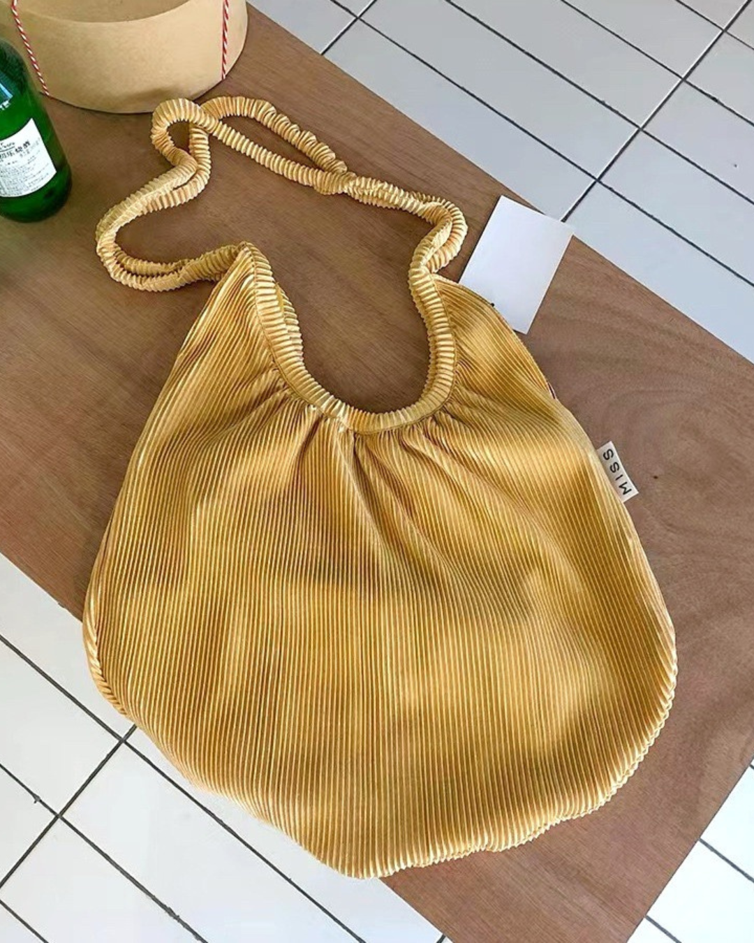 Pleated soft volume shoulder bag