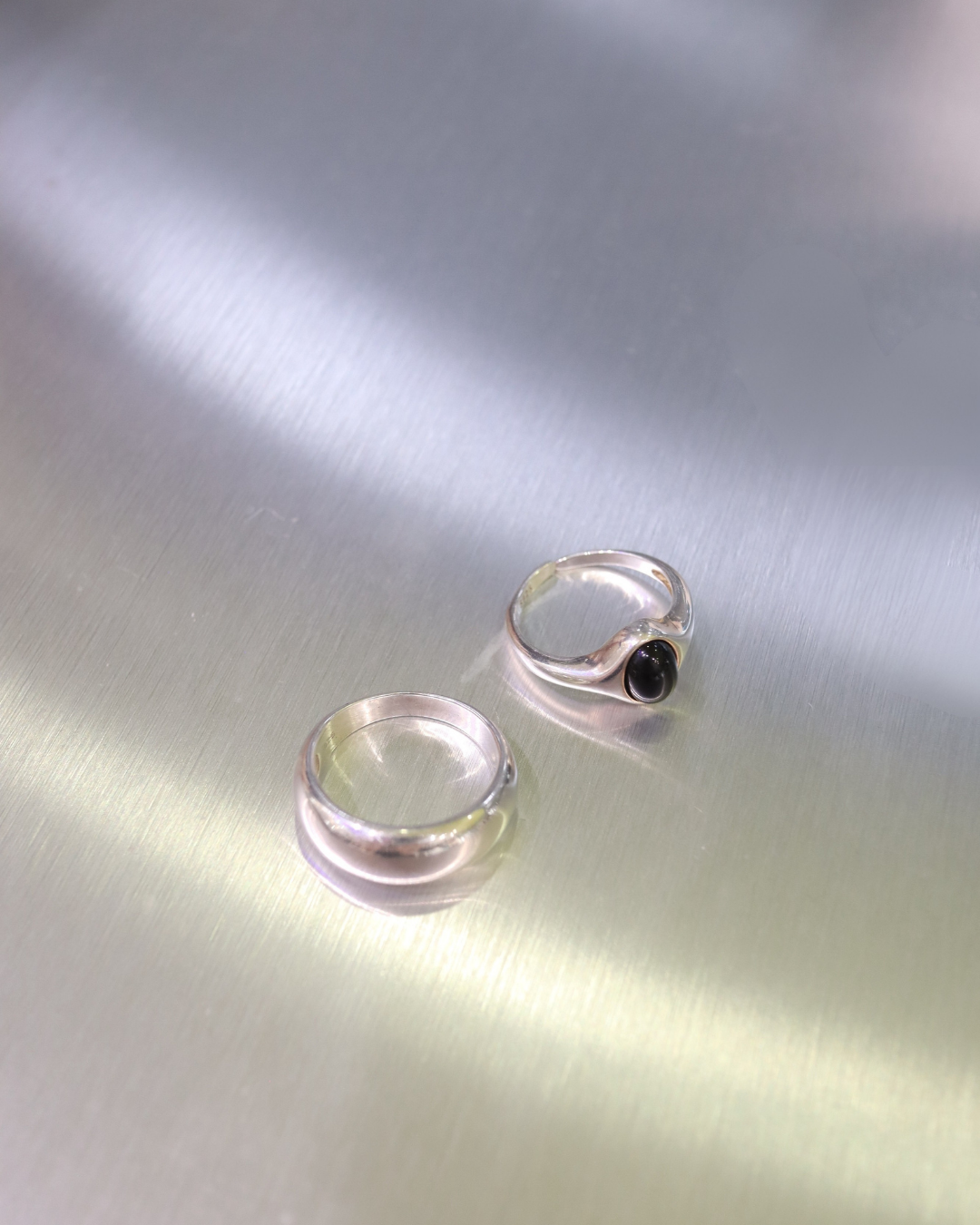 925 Silver Black Oval Onyx Stone Open Ring