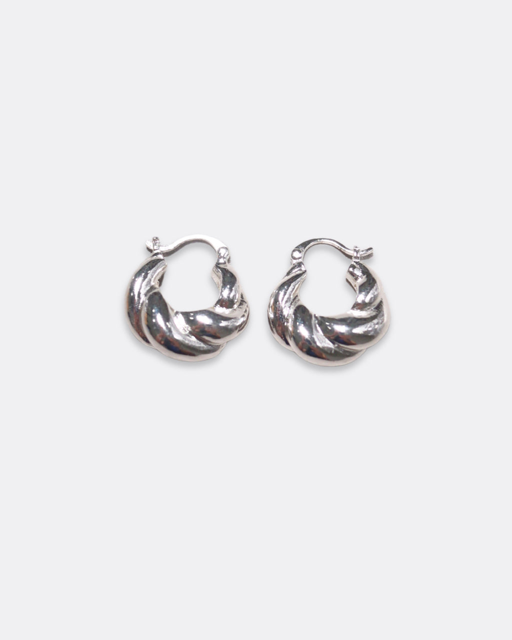 Sculpted Twist Hoop Silver Earrings