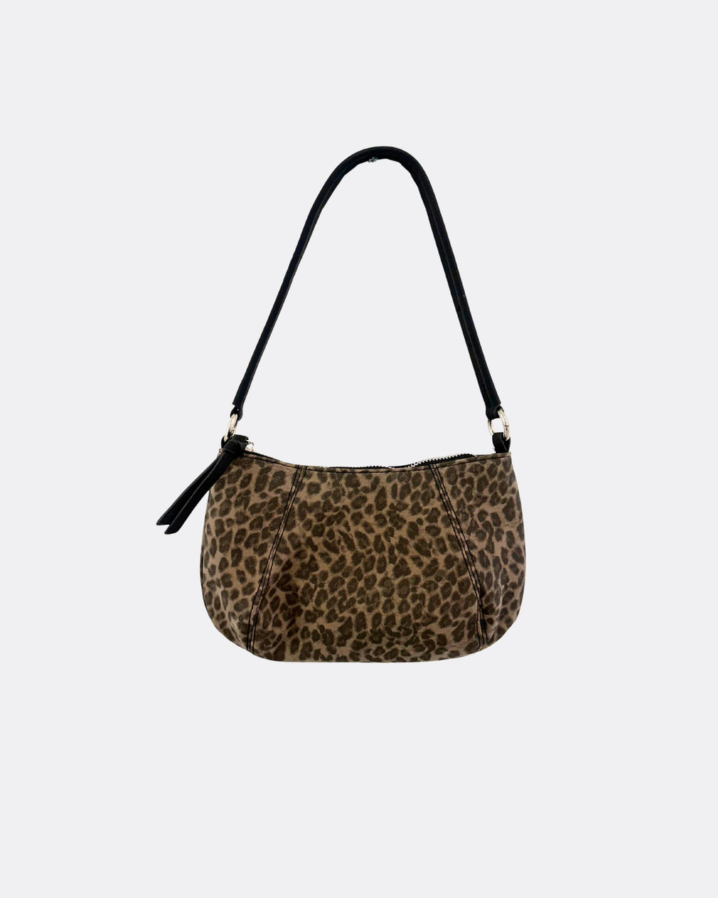 Leopard Curve Shoulder Bag with Adjustable Black Strap