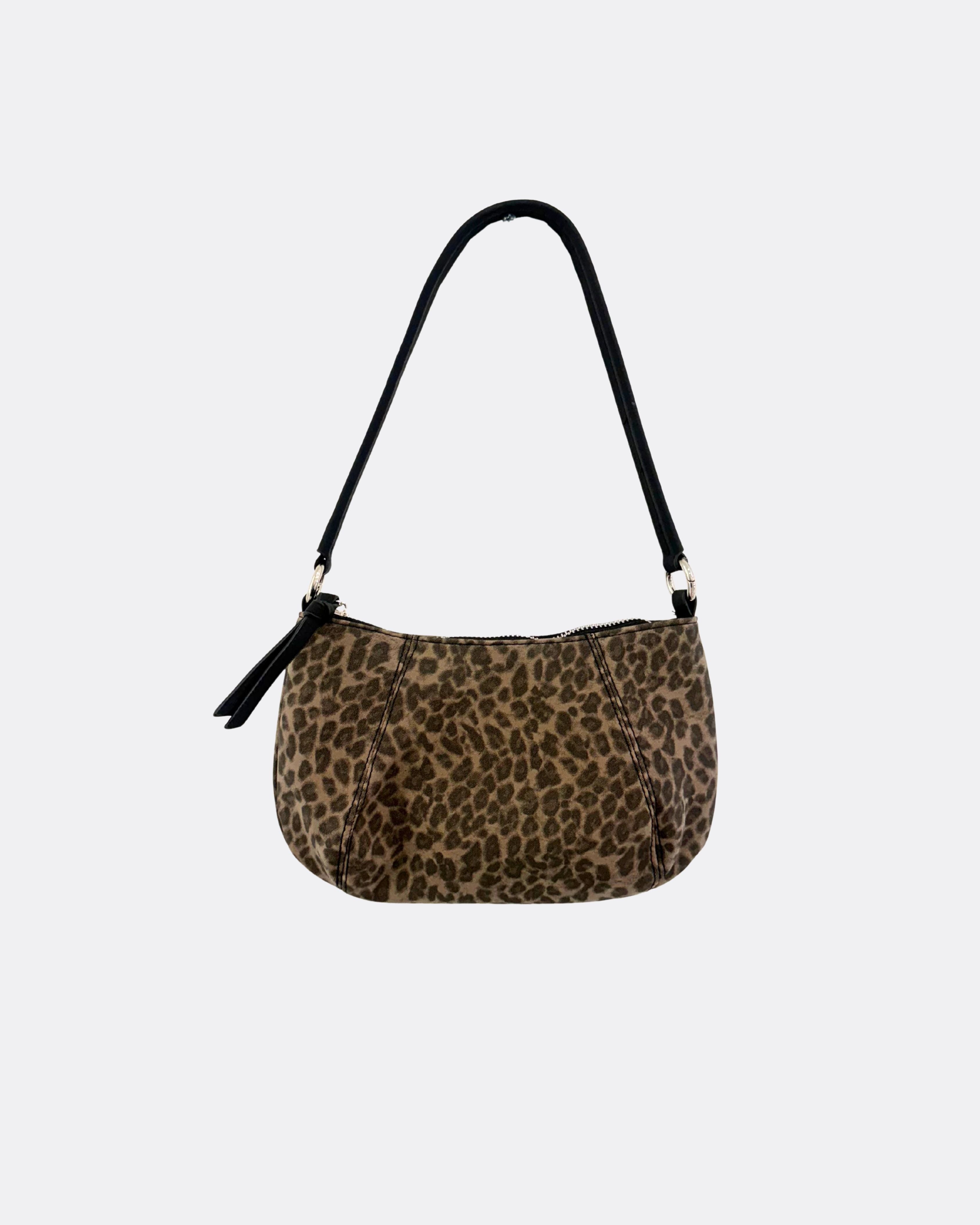 Leopard Curve Shoulder Bag with Adjustable Black Strap