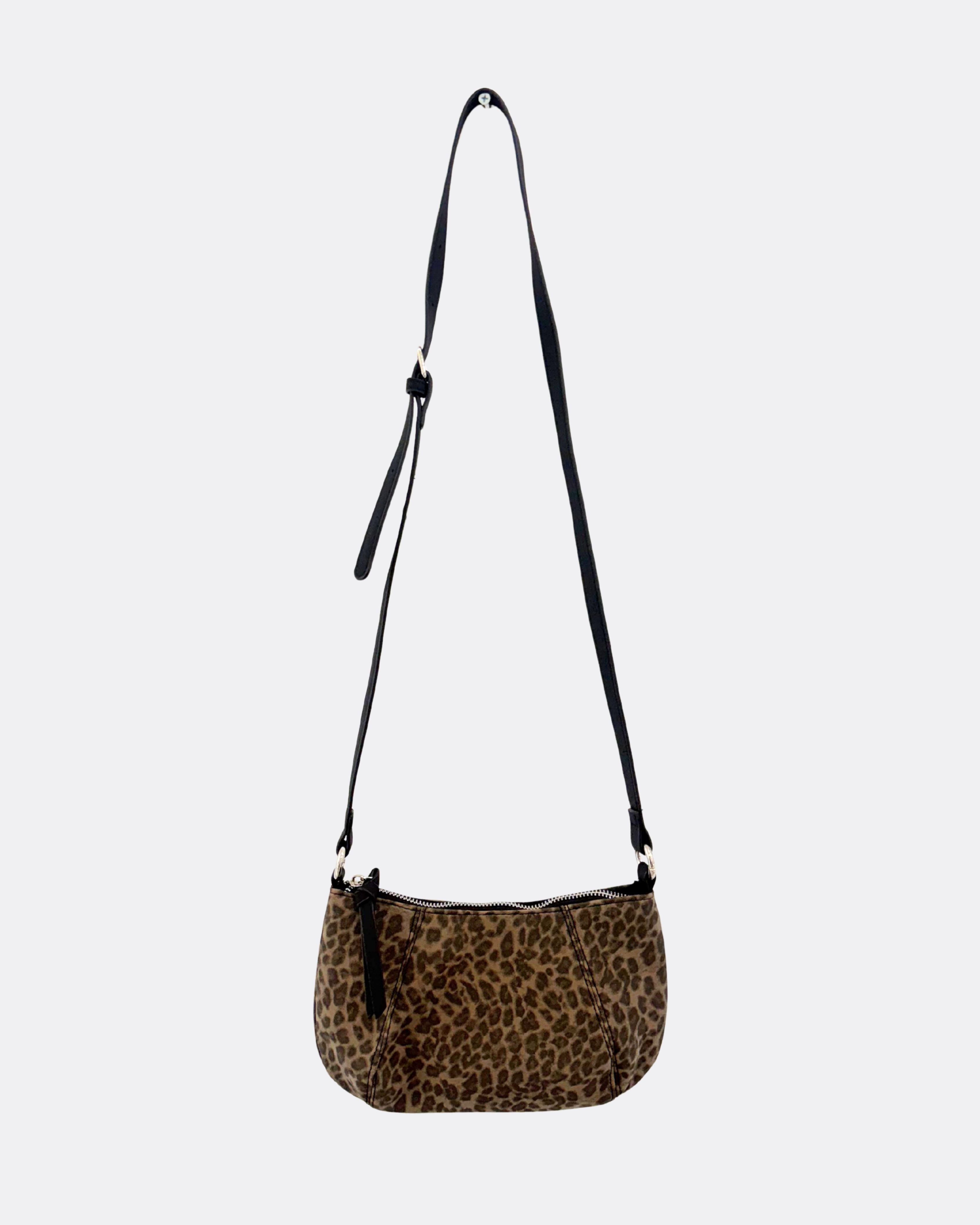 Leopard Curve Shoulder Bag with Adjustable Black Strap