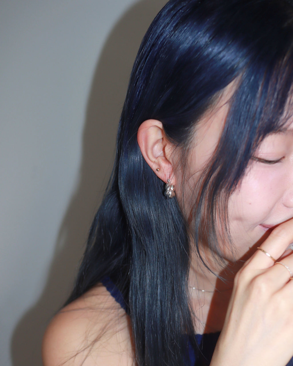 Sculpted Twist Hoop Silver Earrings