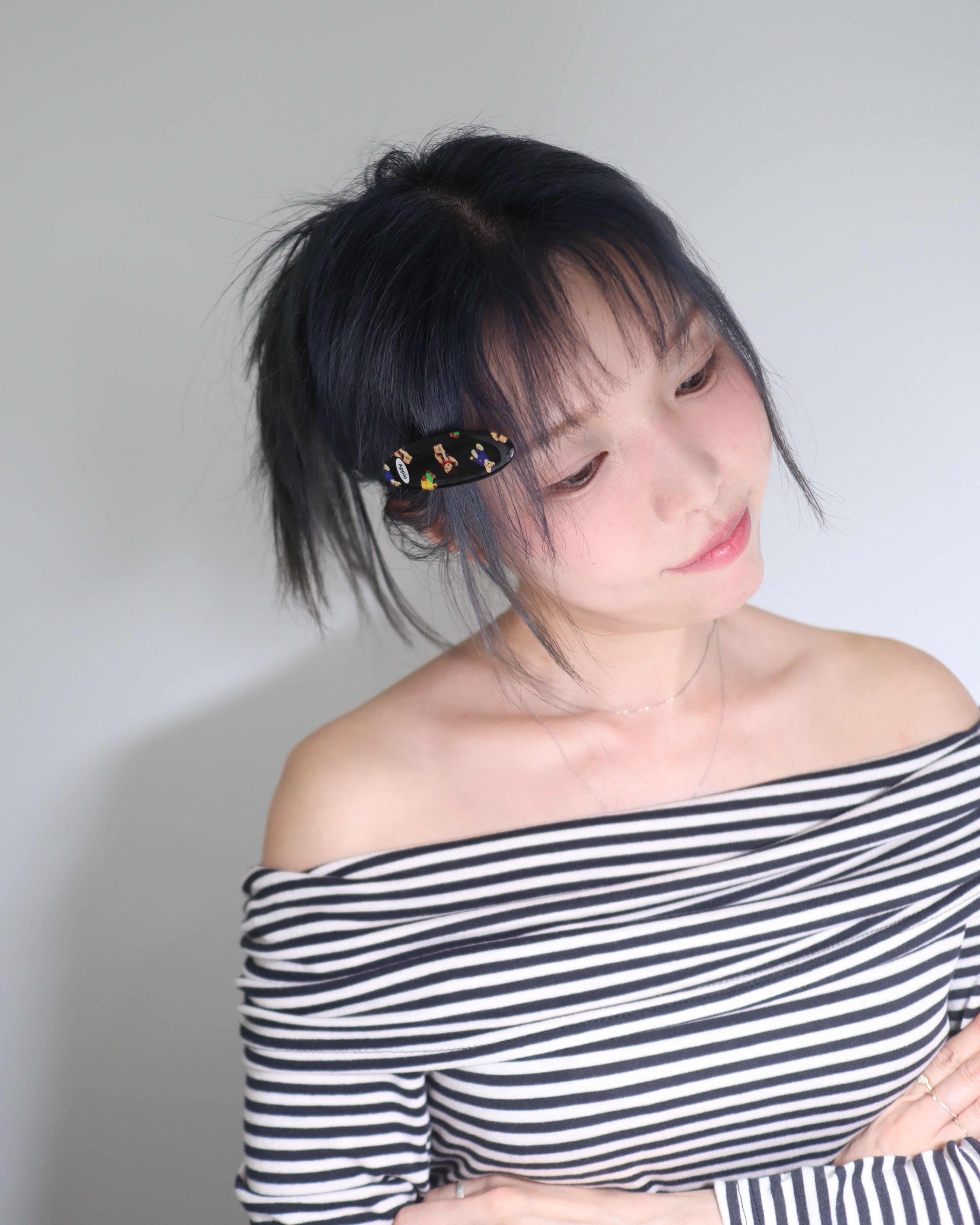 Teddy Bear Print Oval Hair Clip