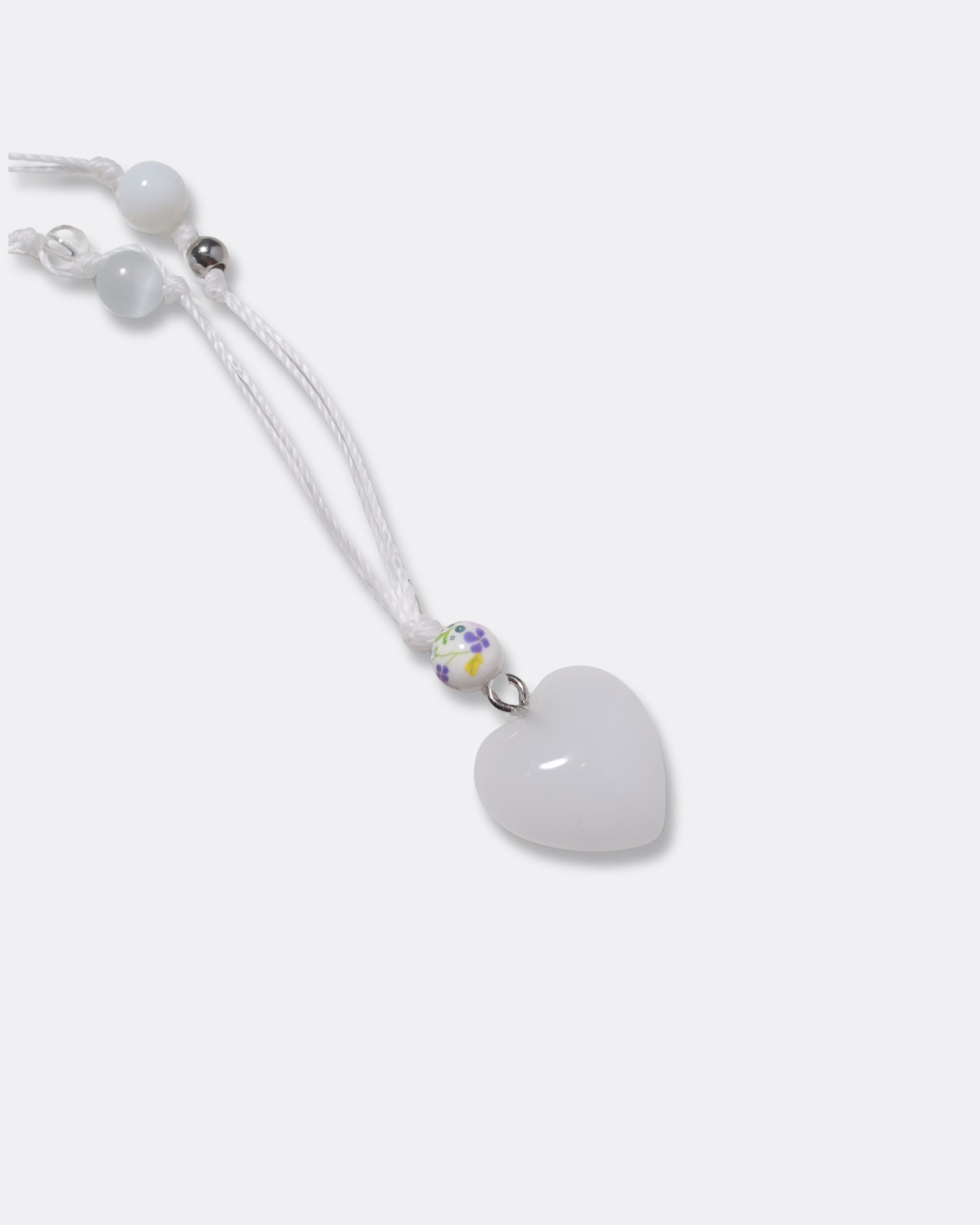 White Heart Pendant Adjustable Necklace