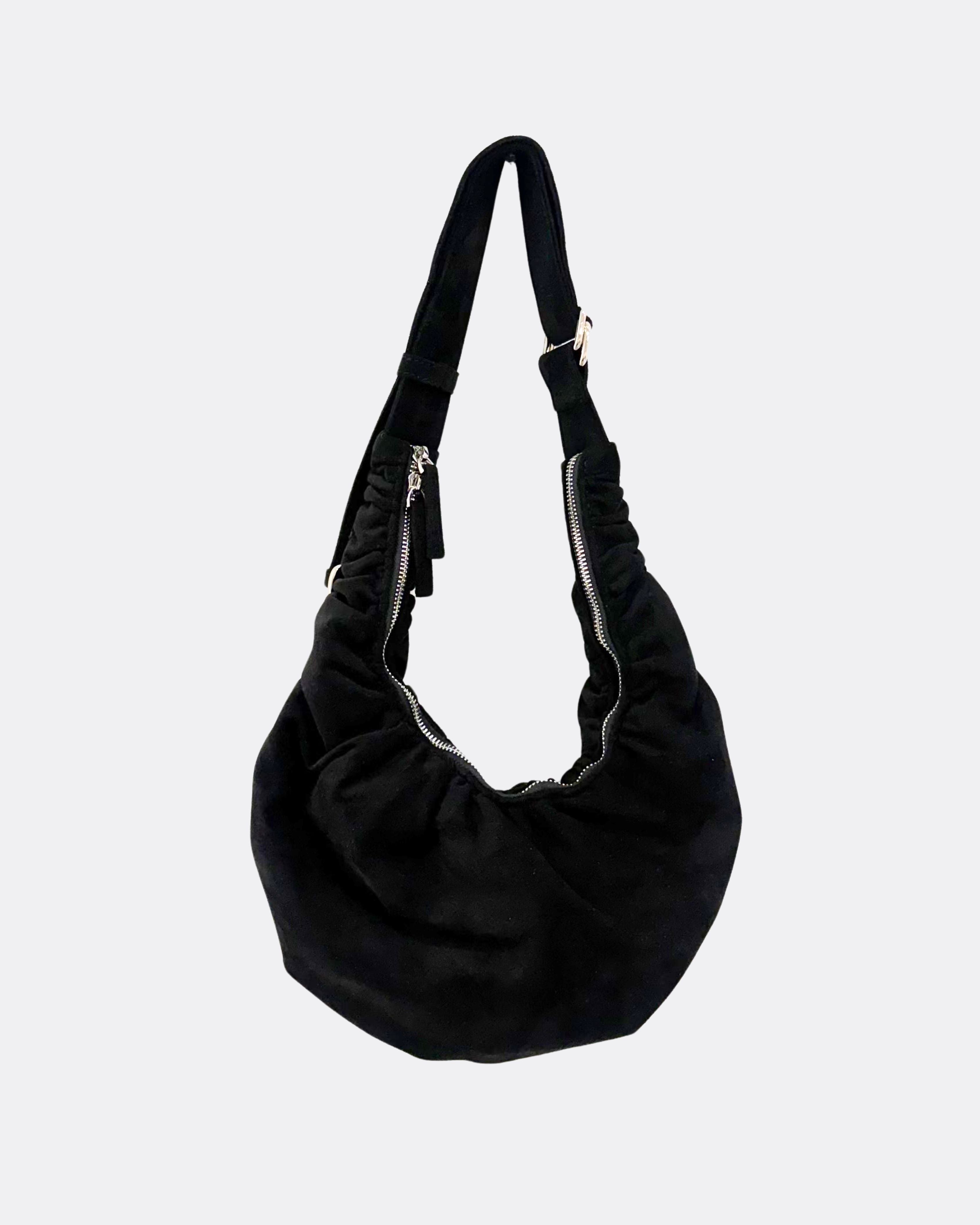 Flow Curve Suede Croissant Bag