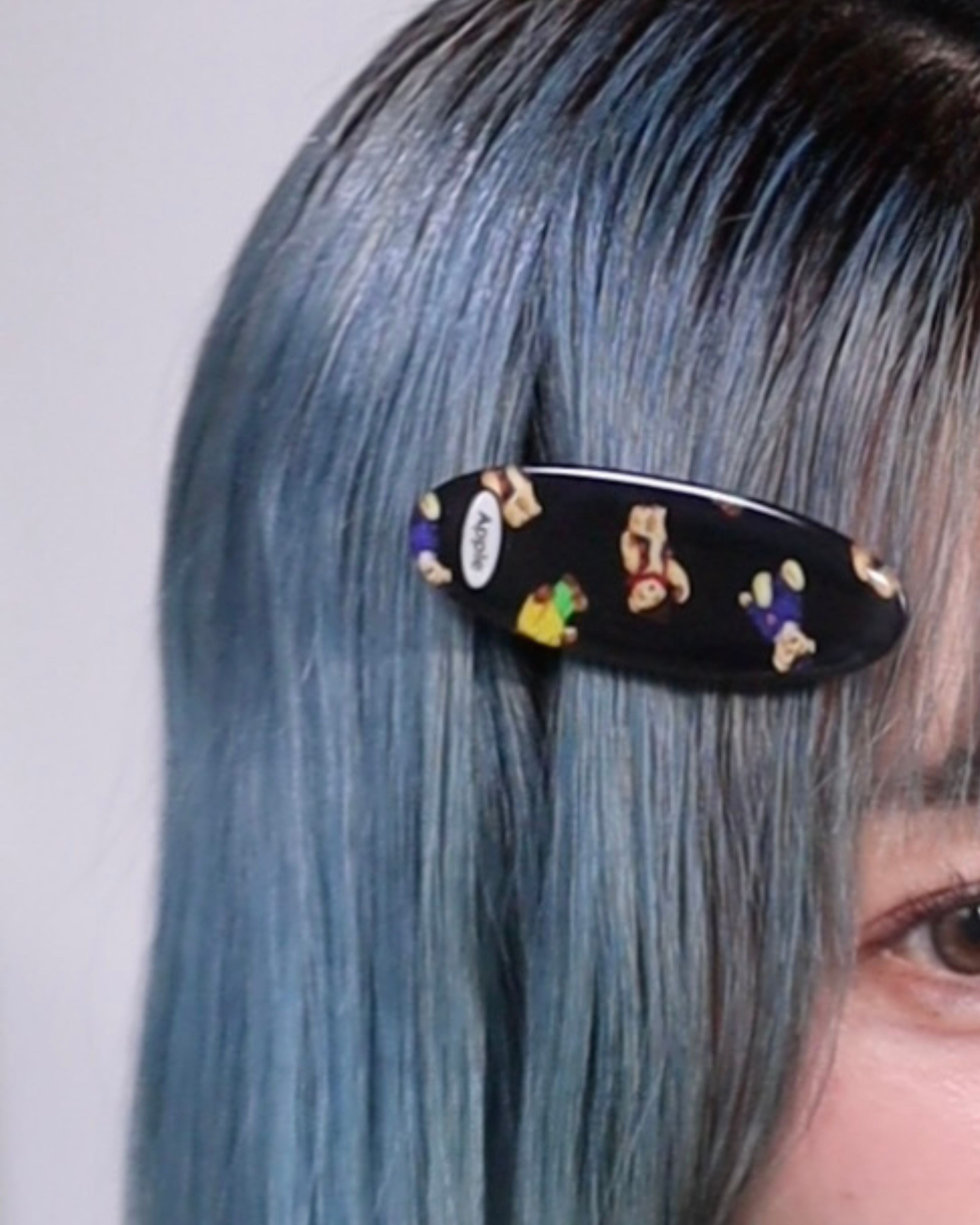 Teddy Bear Print Oval Hair Clip