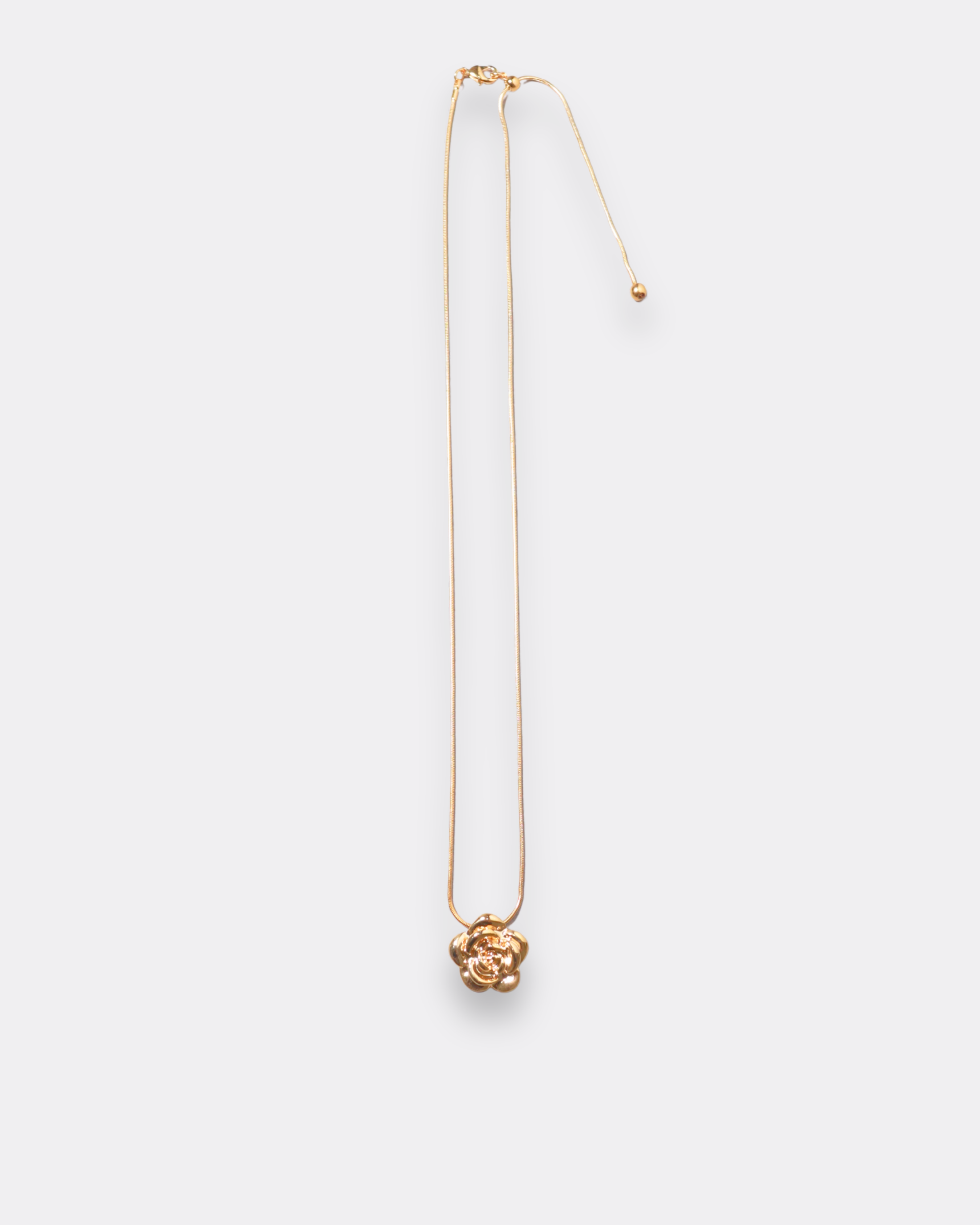 Sculpted Rose Motif Adjustable Chain Necklace