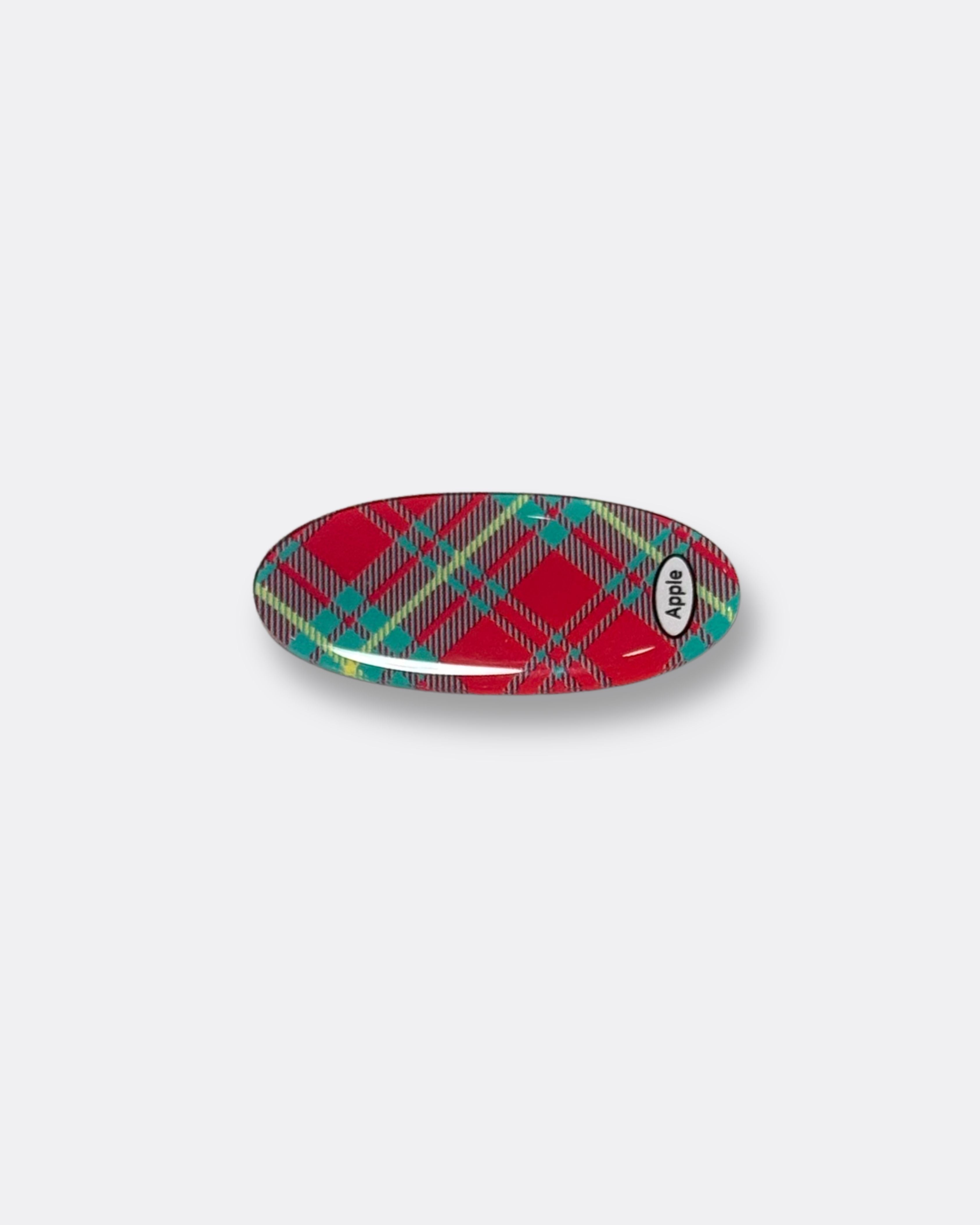 Pebble enamel finish plaid metal hair clip
