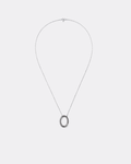 925 Silver Jewelry Minimal Oval Pendant Long Necklace