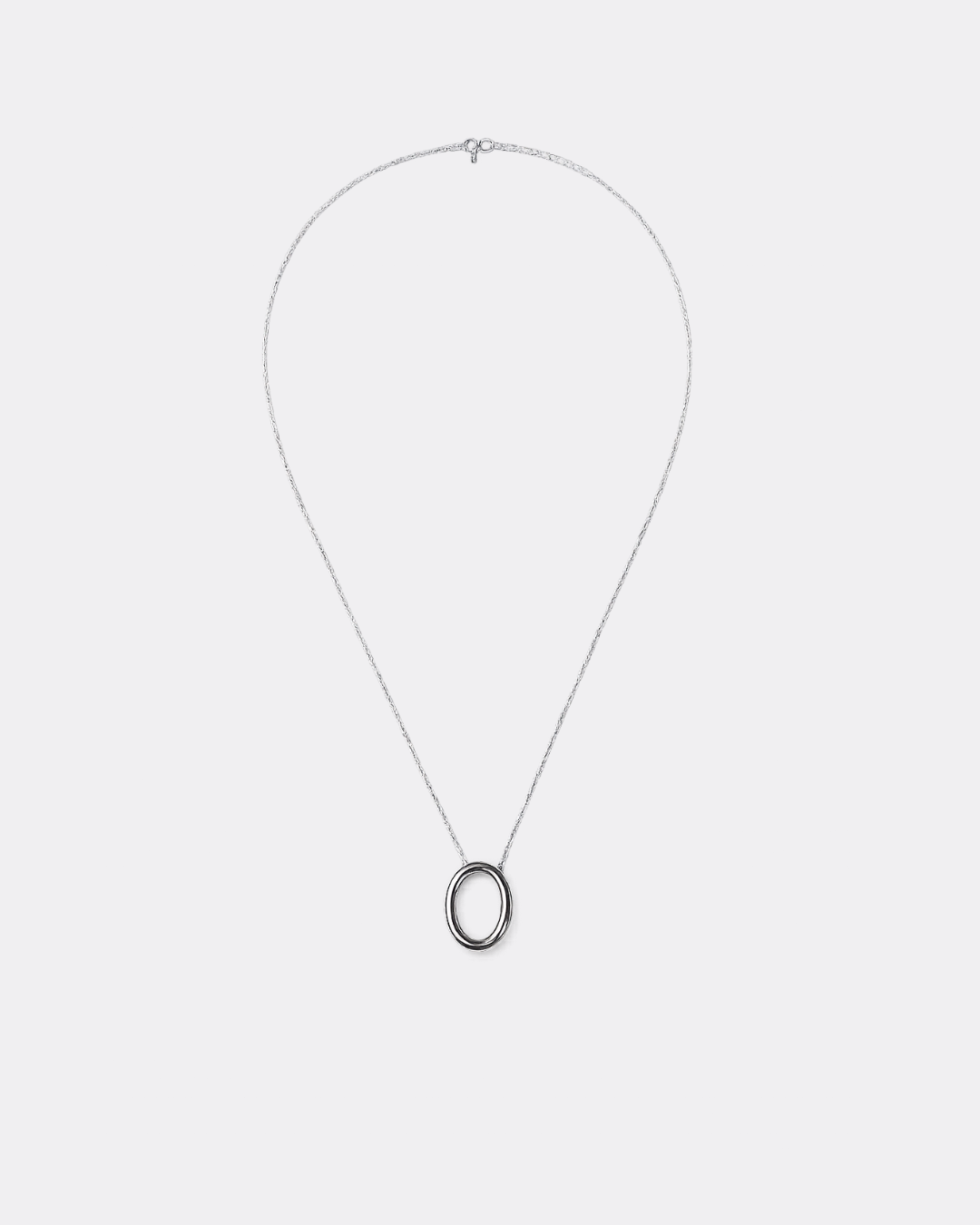 925 Silver Jewelry Minimal Oval Pendant Long Necklace