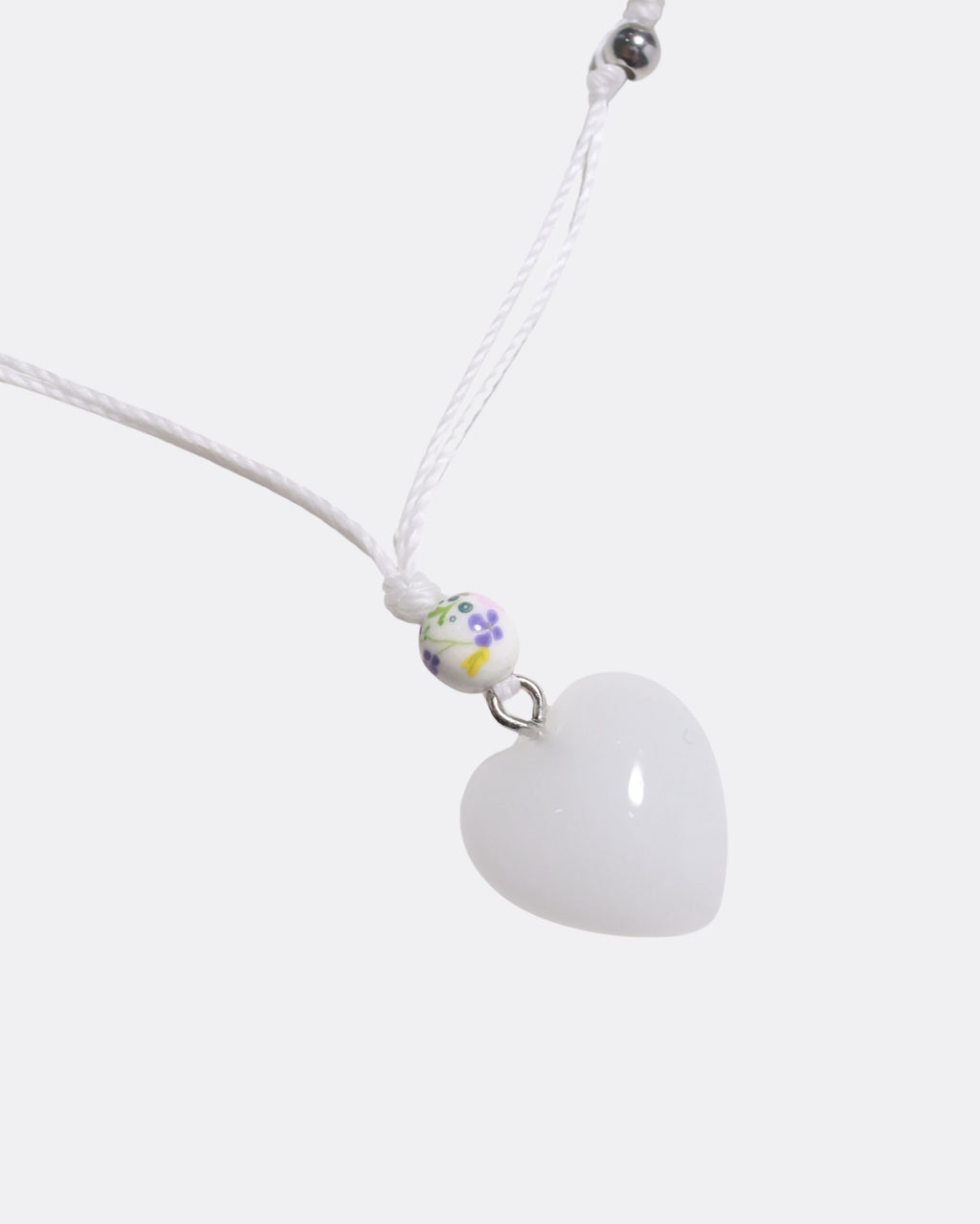 White Heart Pendant Adjustable Necklace