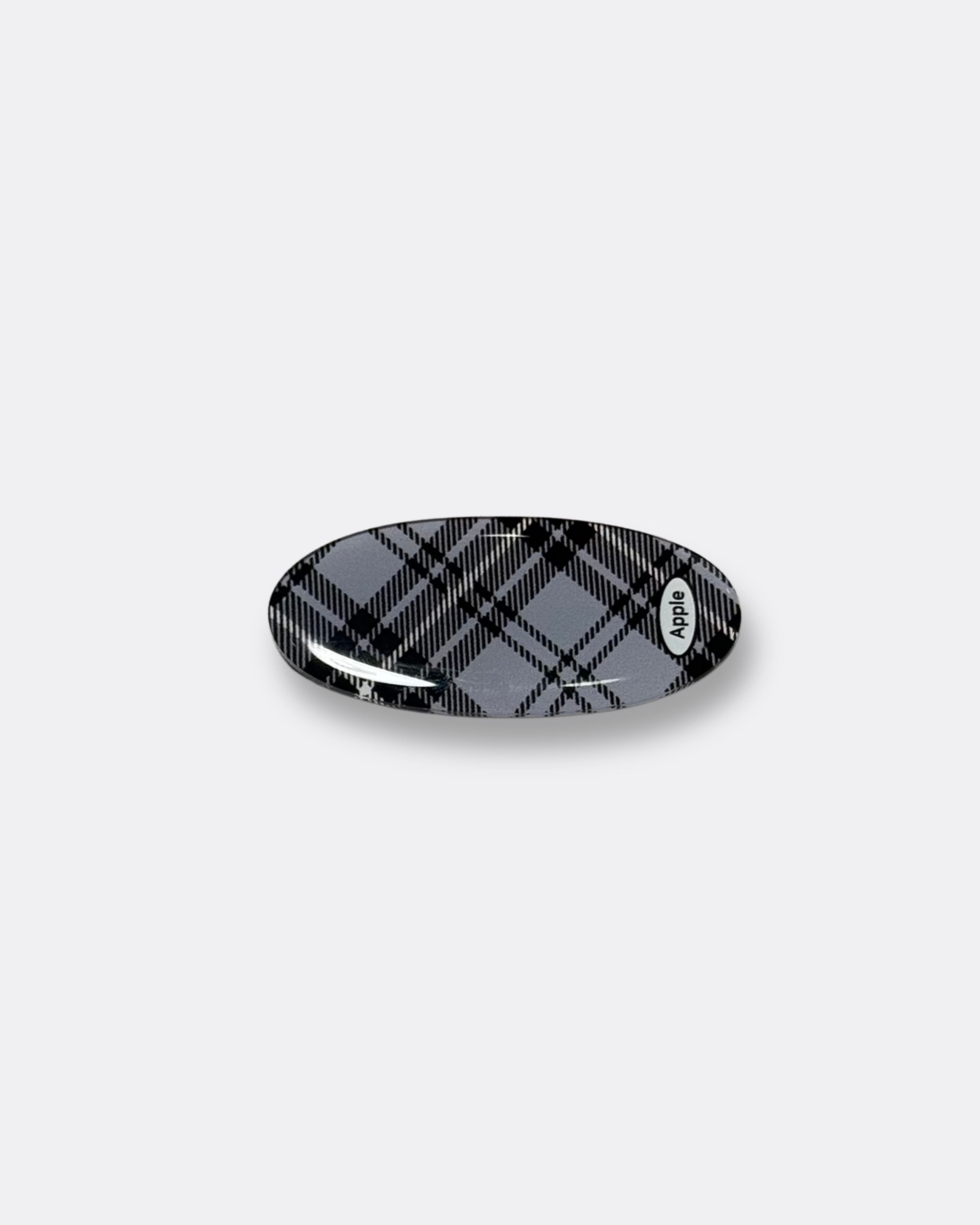 Pebble enamel finish plaid metal hair clip