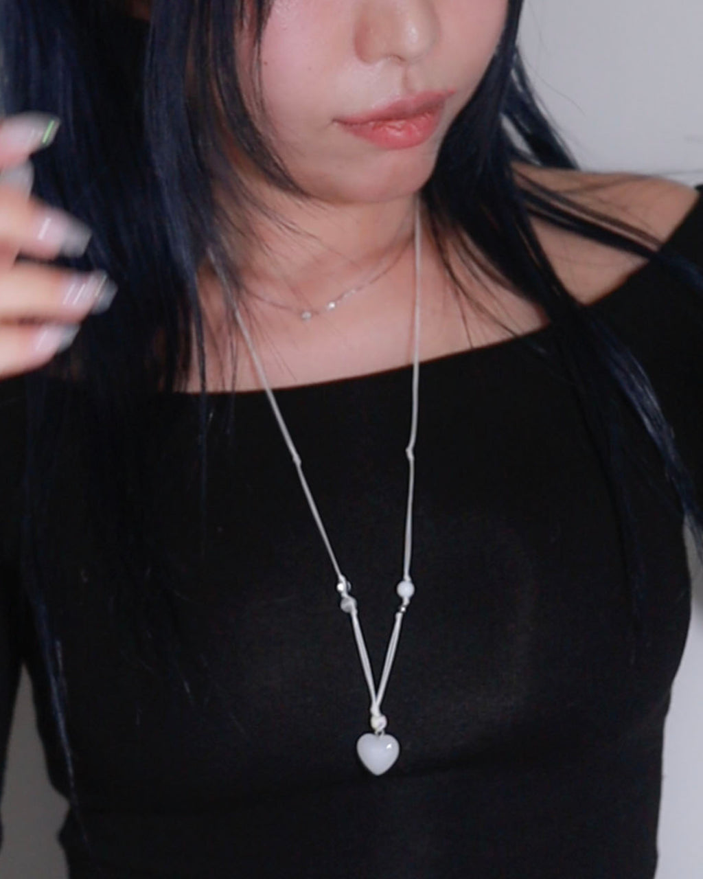 White Heart Pendant Adjustable Necklace