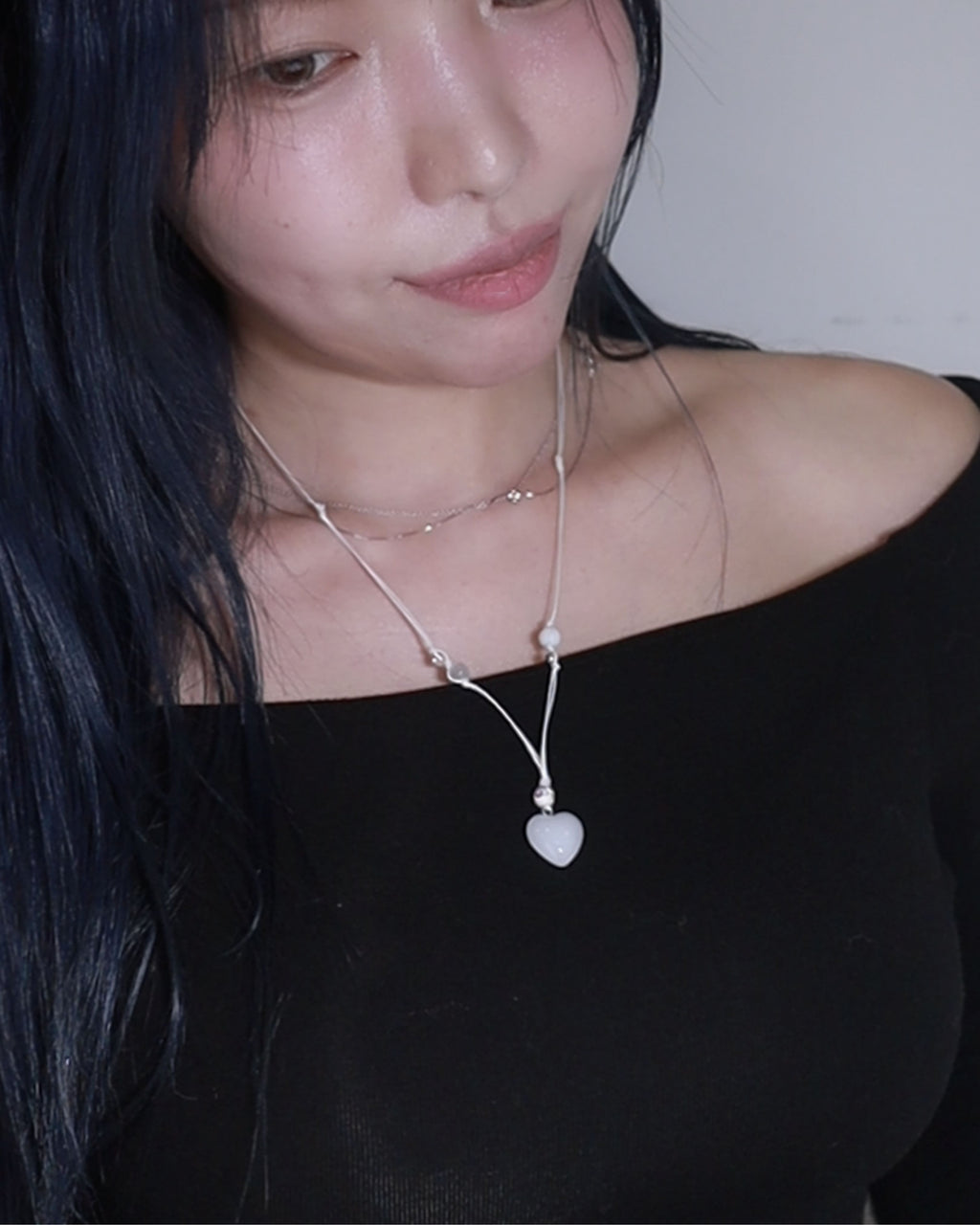 White Heart Pendant Adjustable Necklace