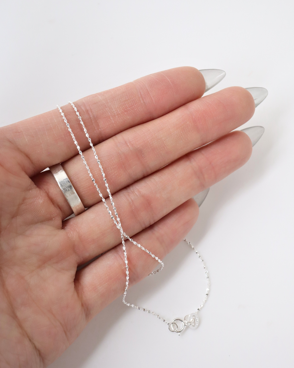 Dainty Sparkle Texture 925 Sterling Silver Choker Necklace