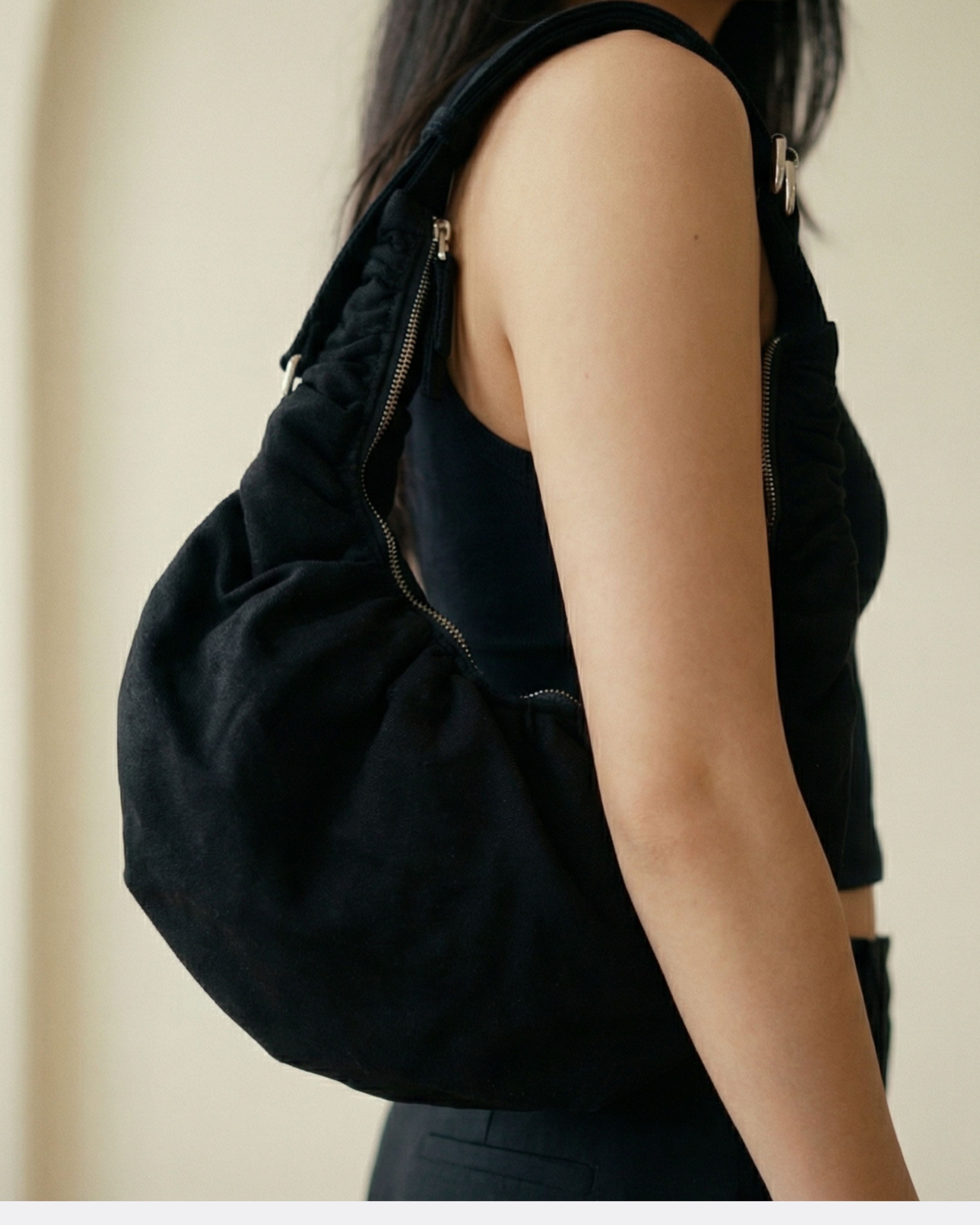 Flow Curve Suede Croissant Bag