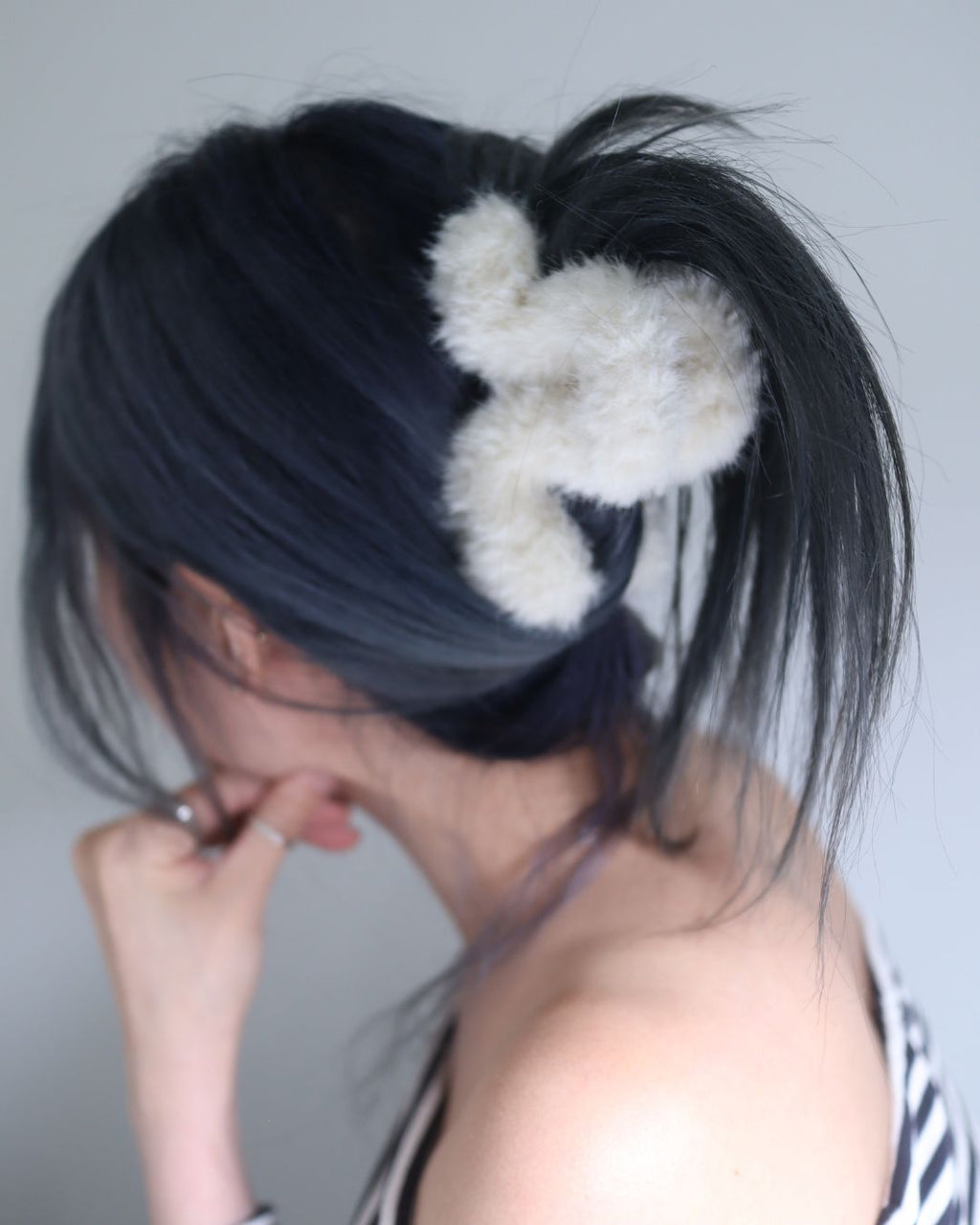 Fluffy faux fur minimal hair clip