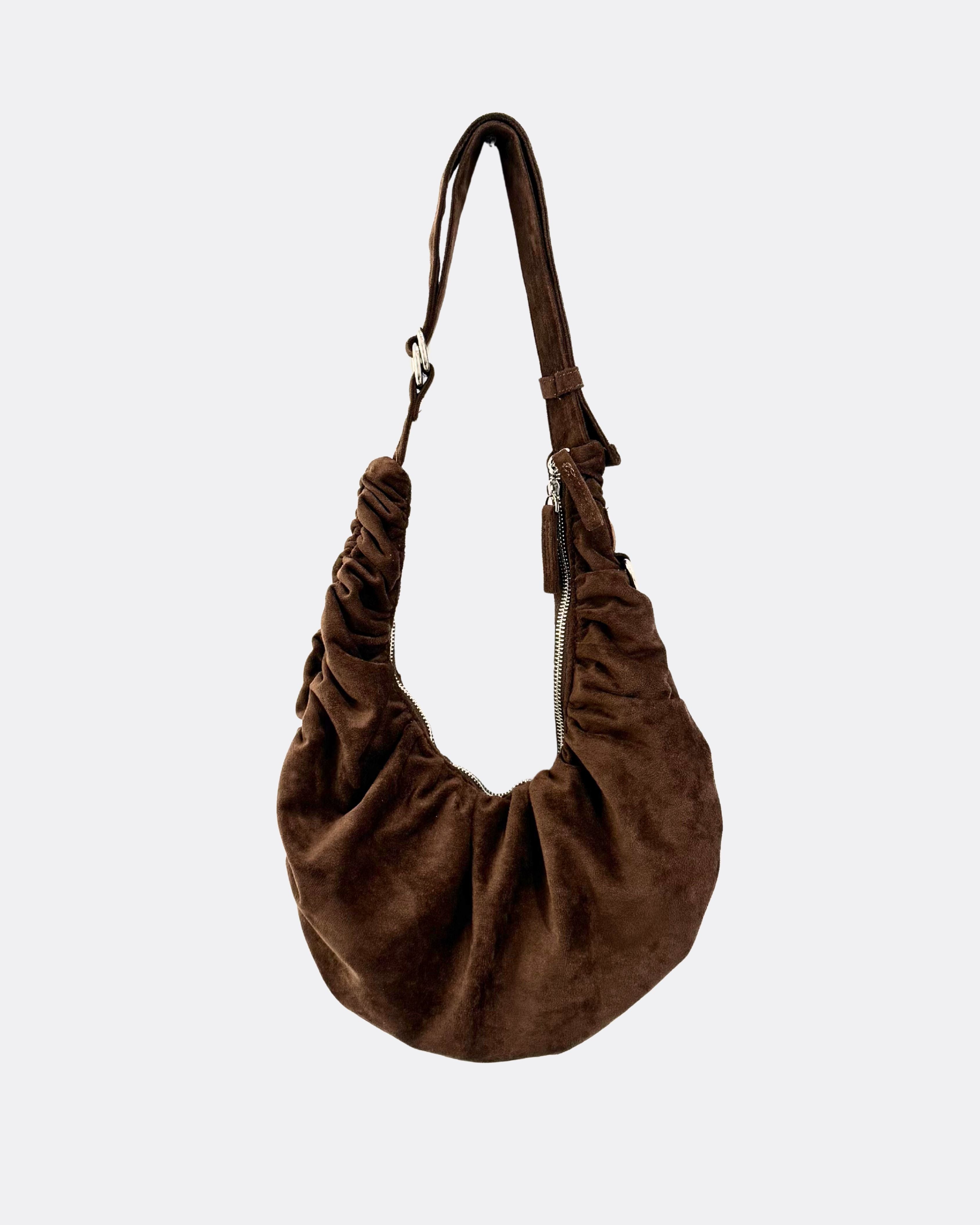 Flow Curve Suede Croissant Bag