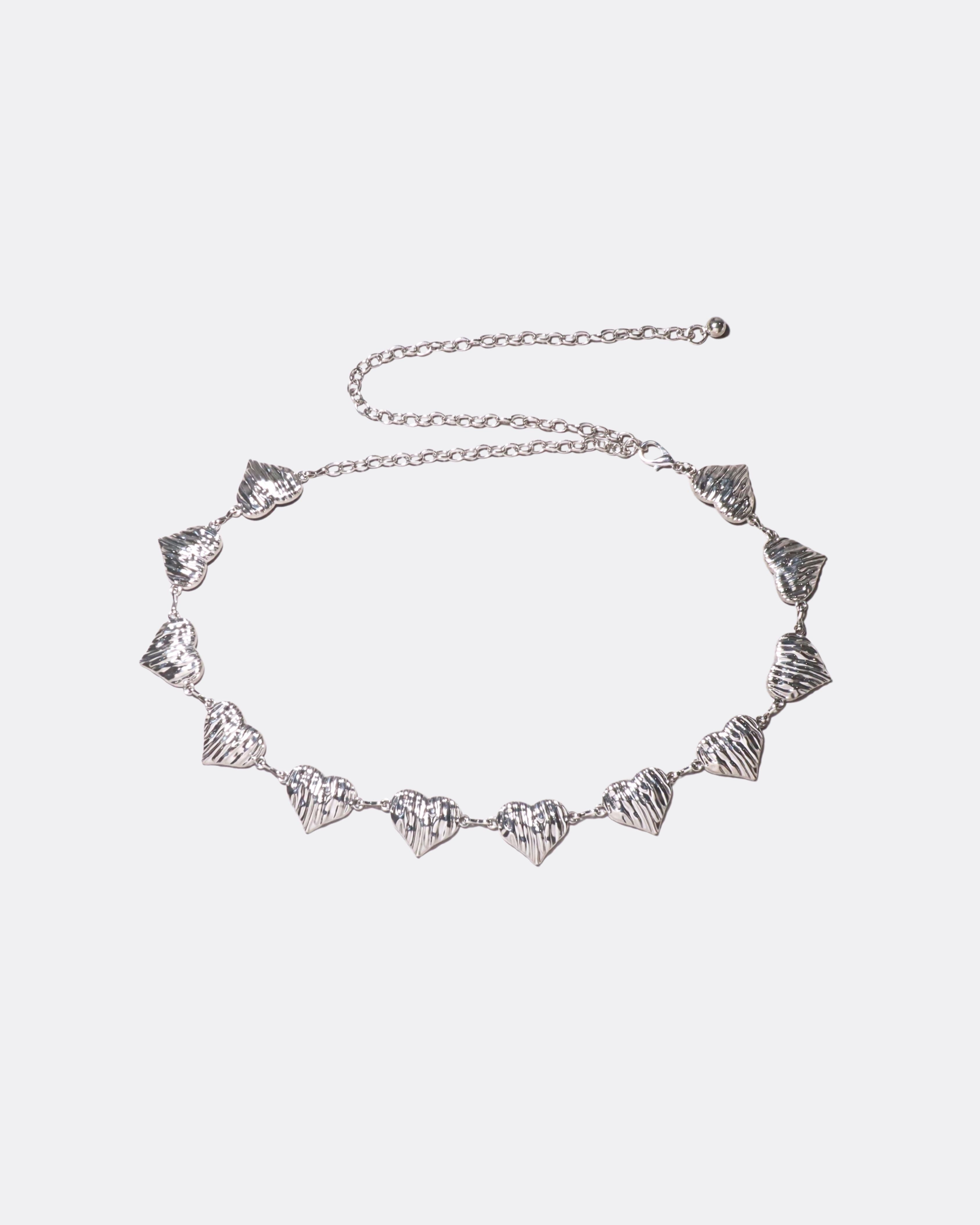 Y2K Textured Heart Chain Belt