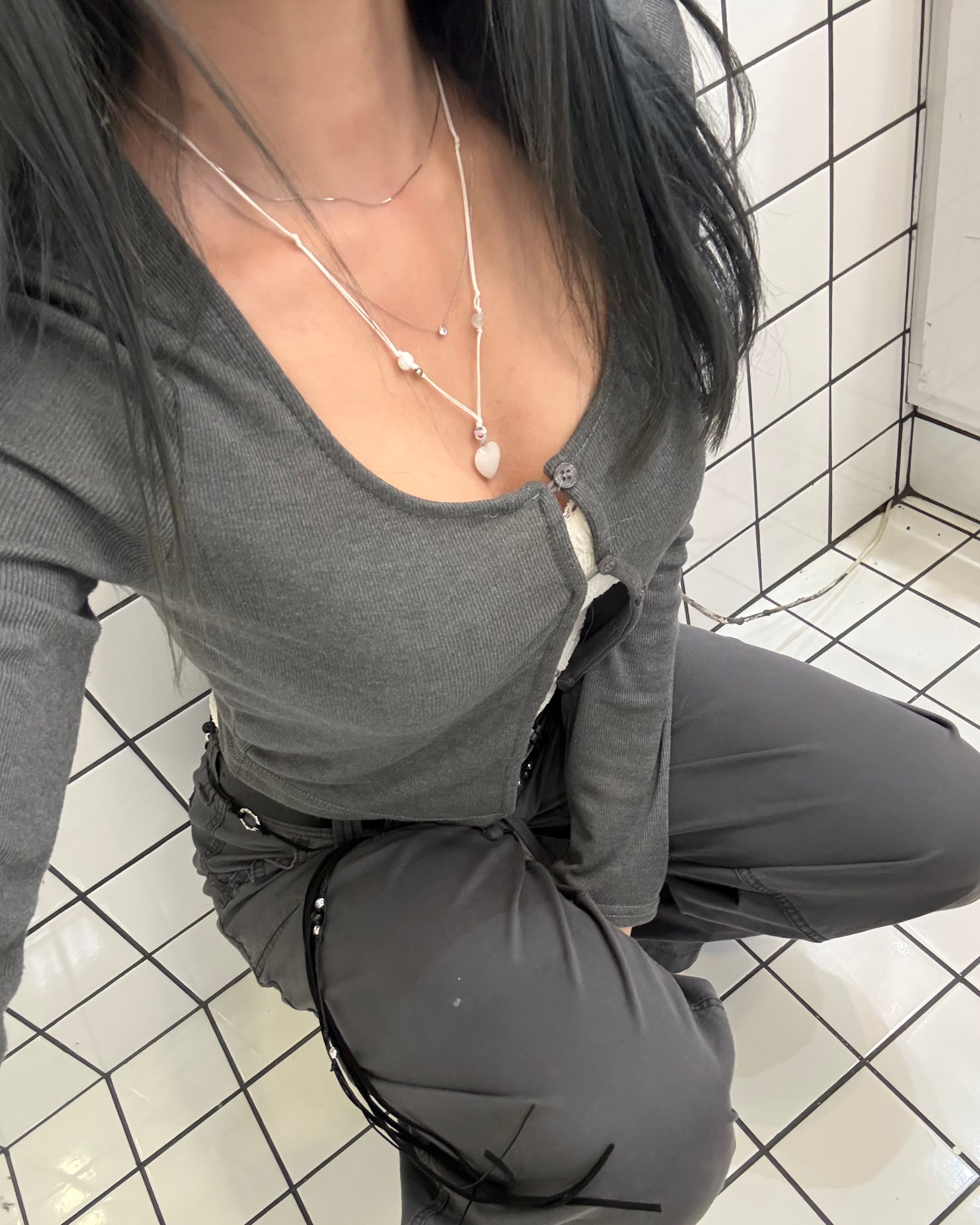 White Heart Pendant Adjustable Necklace