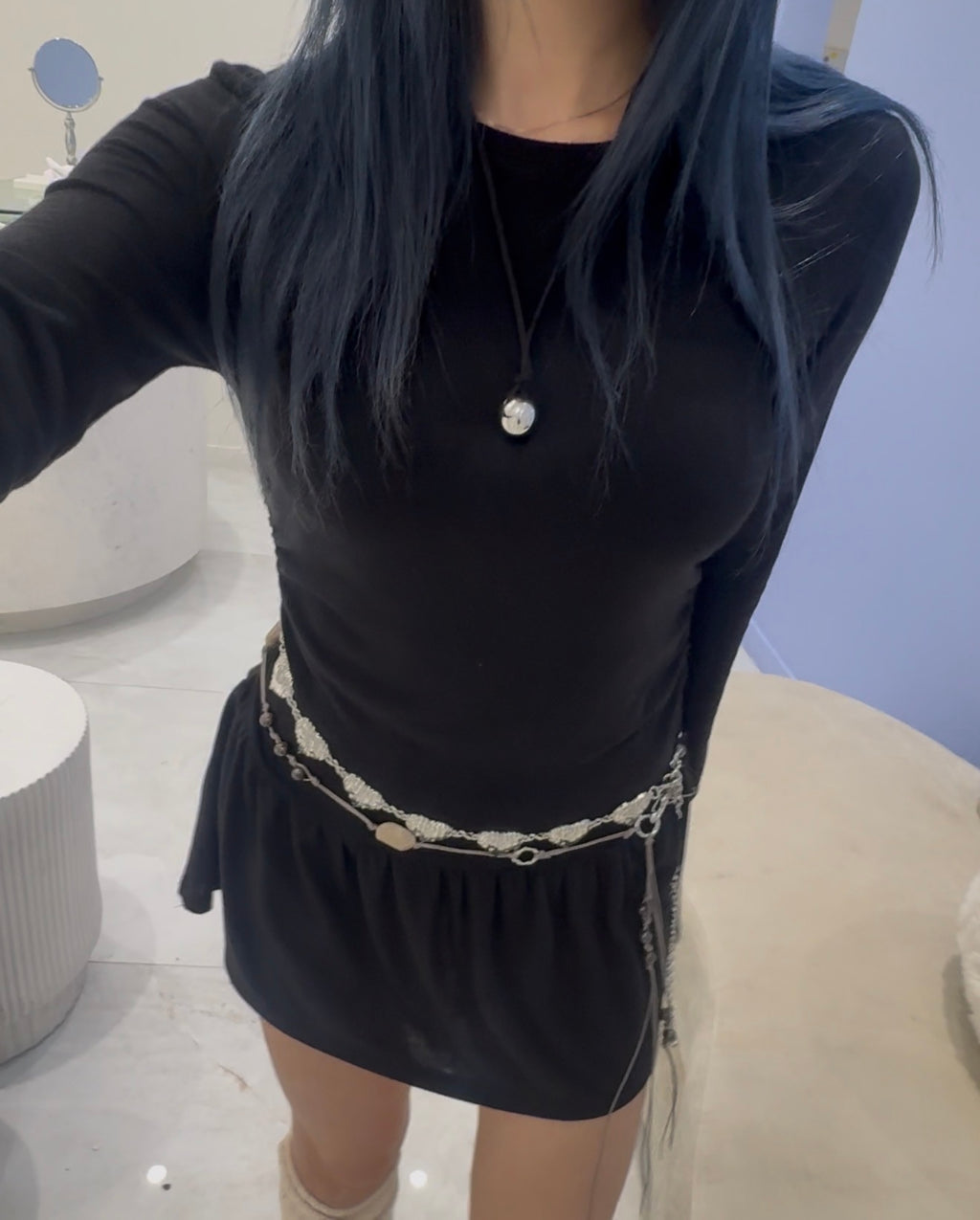 Y2K Textured Heart Chain Belt