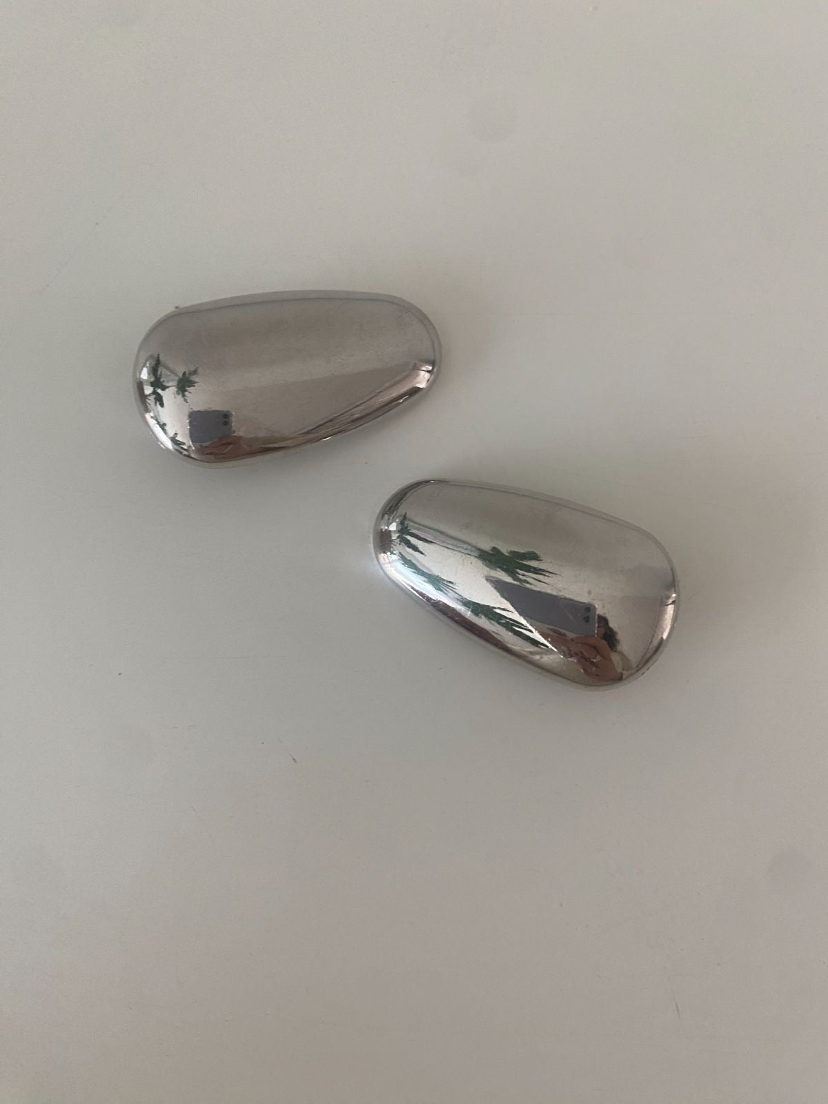 Minimal silver pebble hair clip pin set of 2