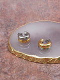 Two tone chunky mini hoop earrings
