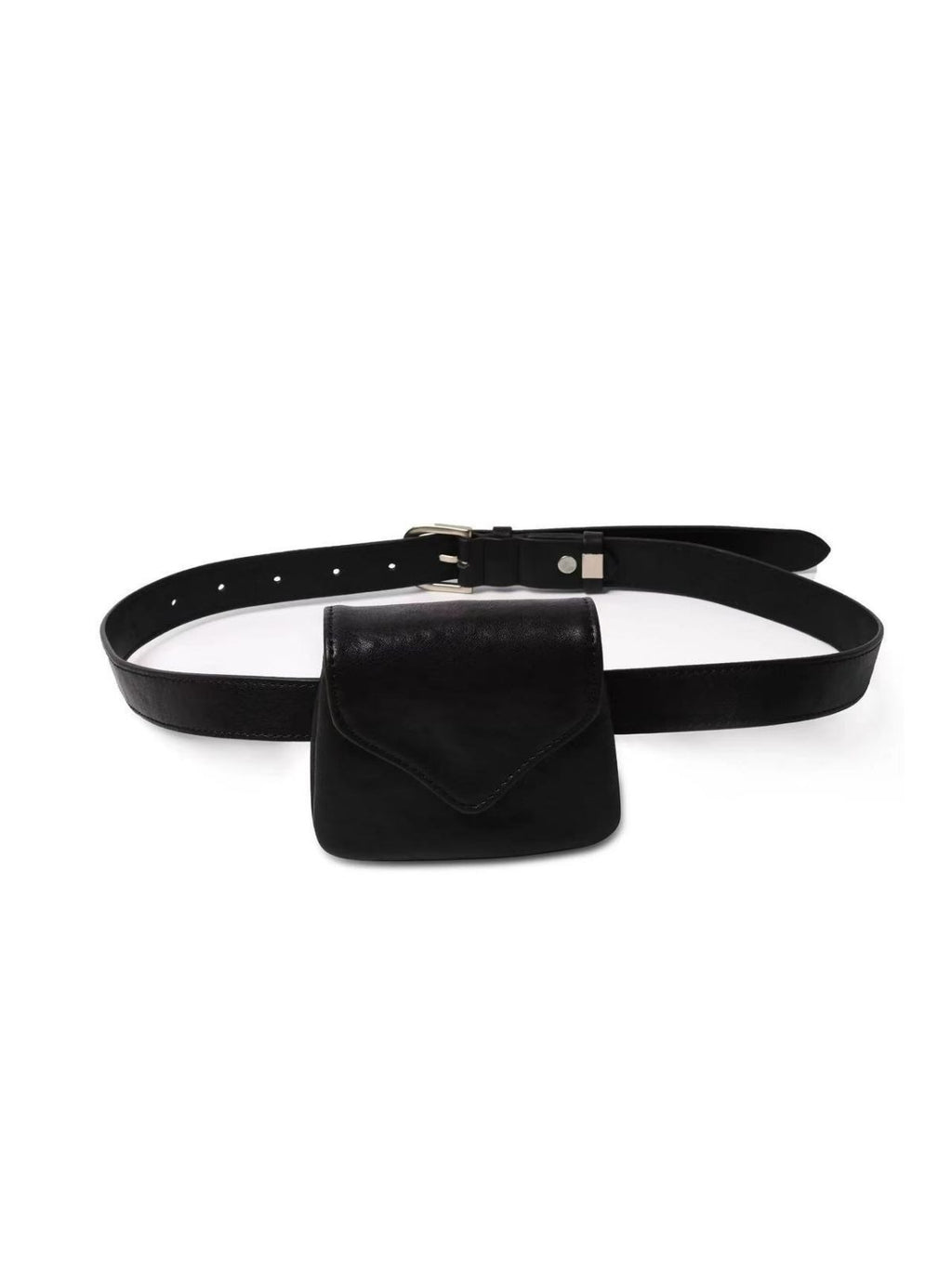 Black belt bag on a white background