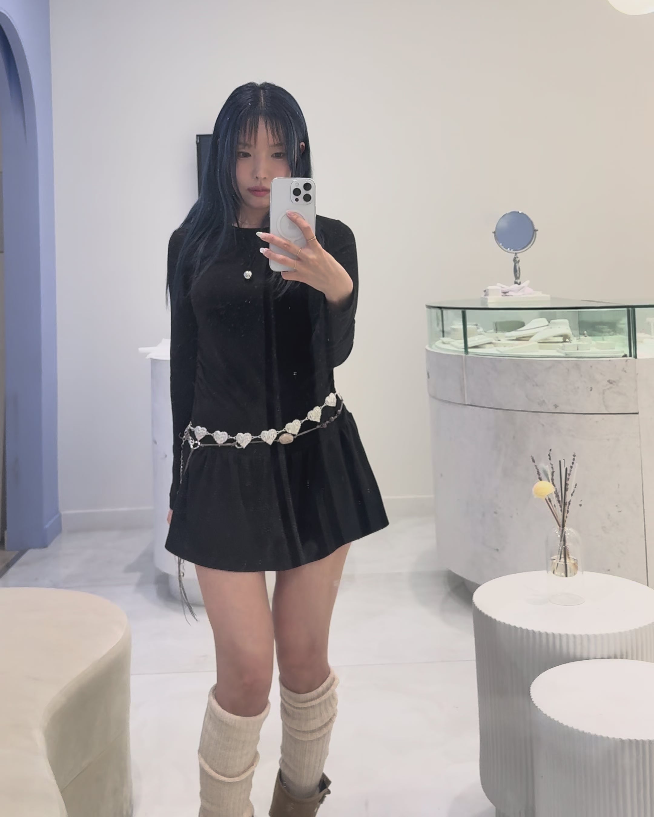 Y2K Textured Heart Chain Belt